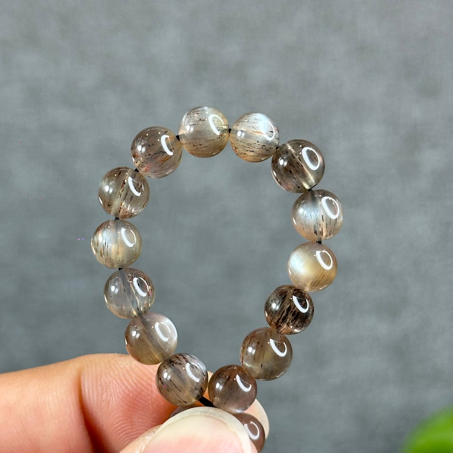 Natural Rutilated Brown Moonstone Bracelet Size 6.5 mm