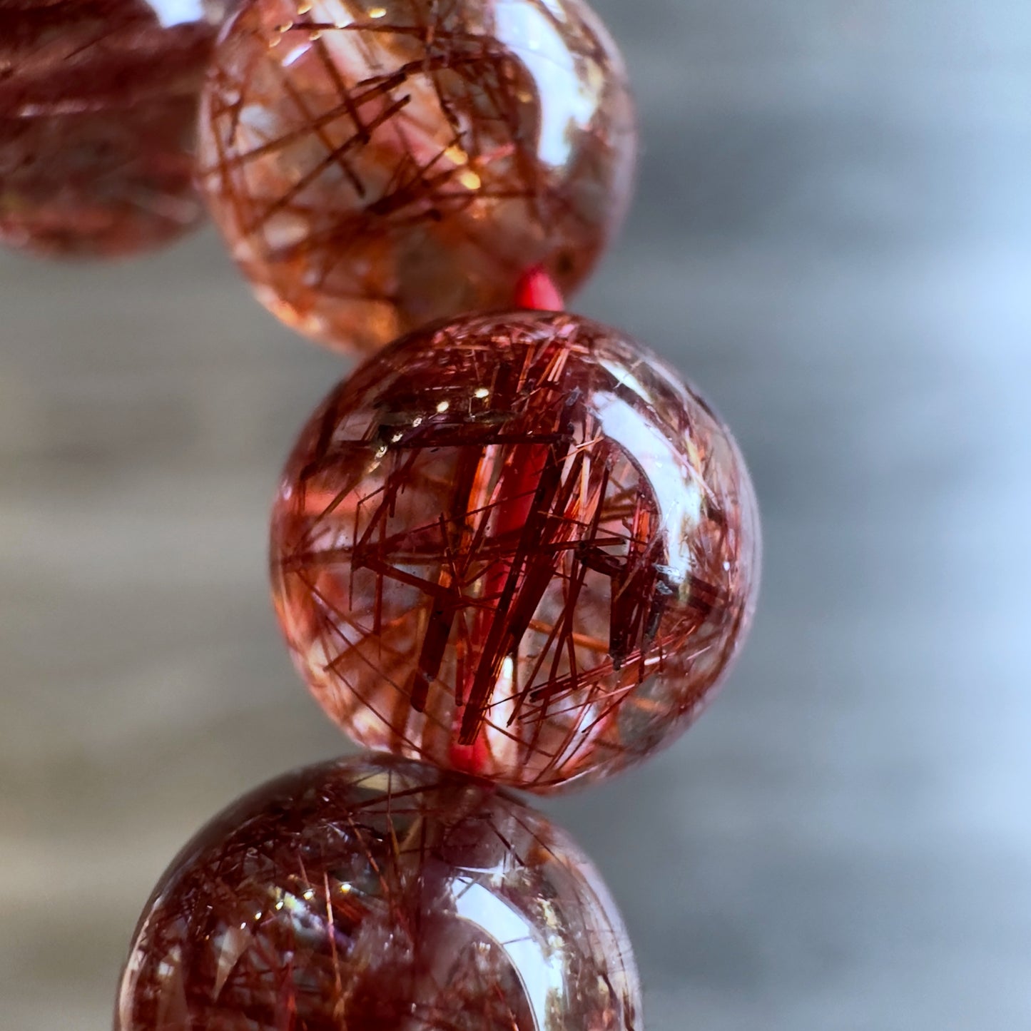 Natural Red Rutilated Quartz Bracelet Size 7.5 mm