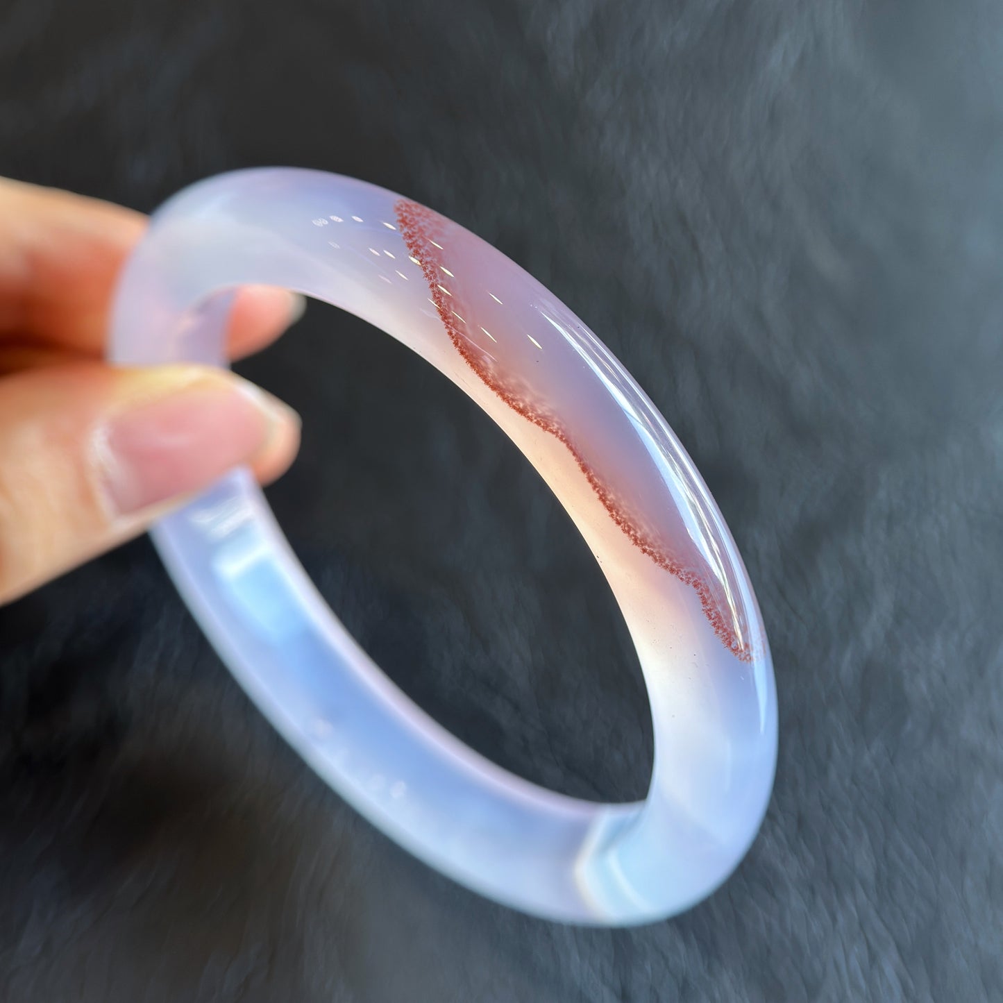 Natural Cinnibar Agate Bangle Leaf Style Size 62 mm