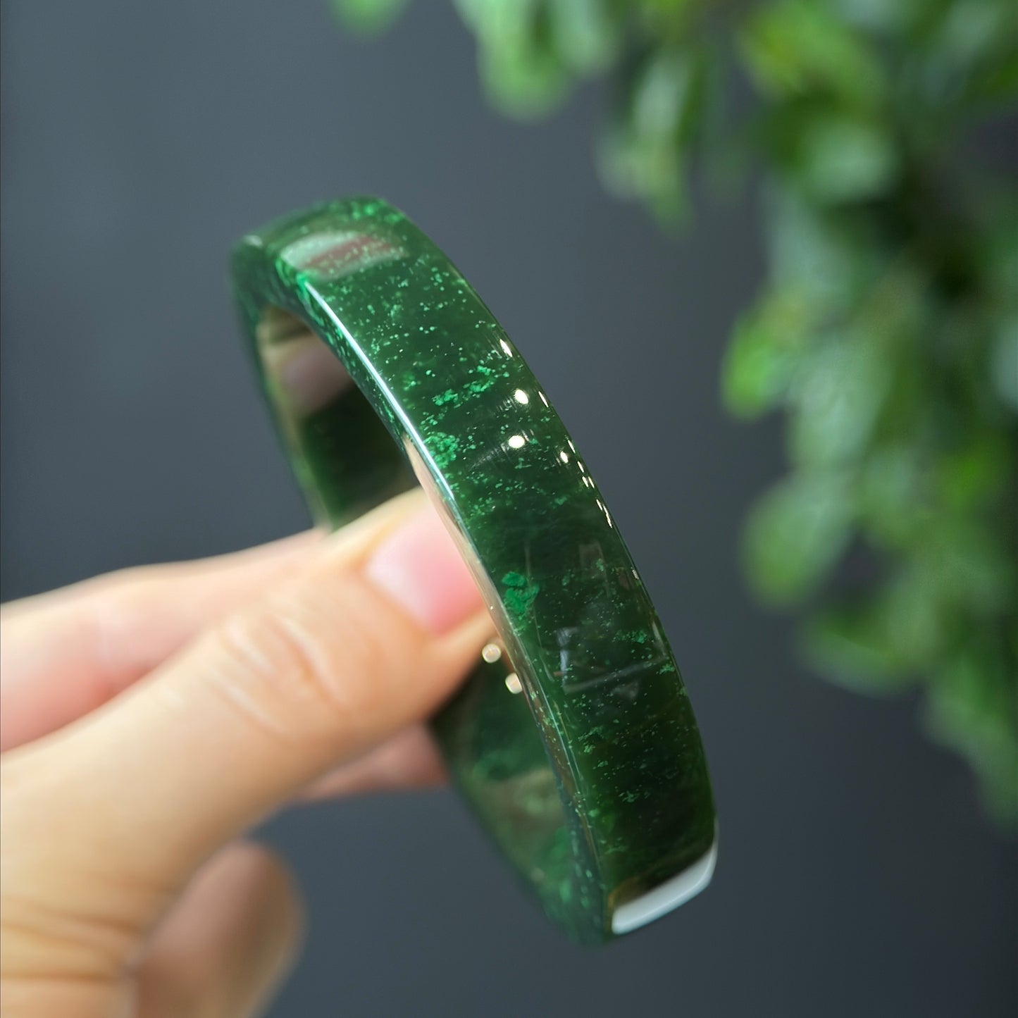 Natural Nephrite Jade VIP Banlge Square Style Size 56 mm
