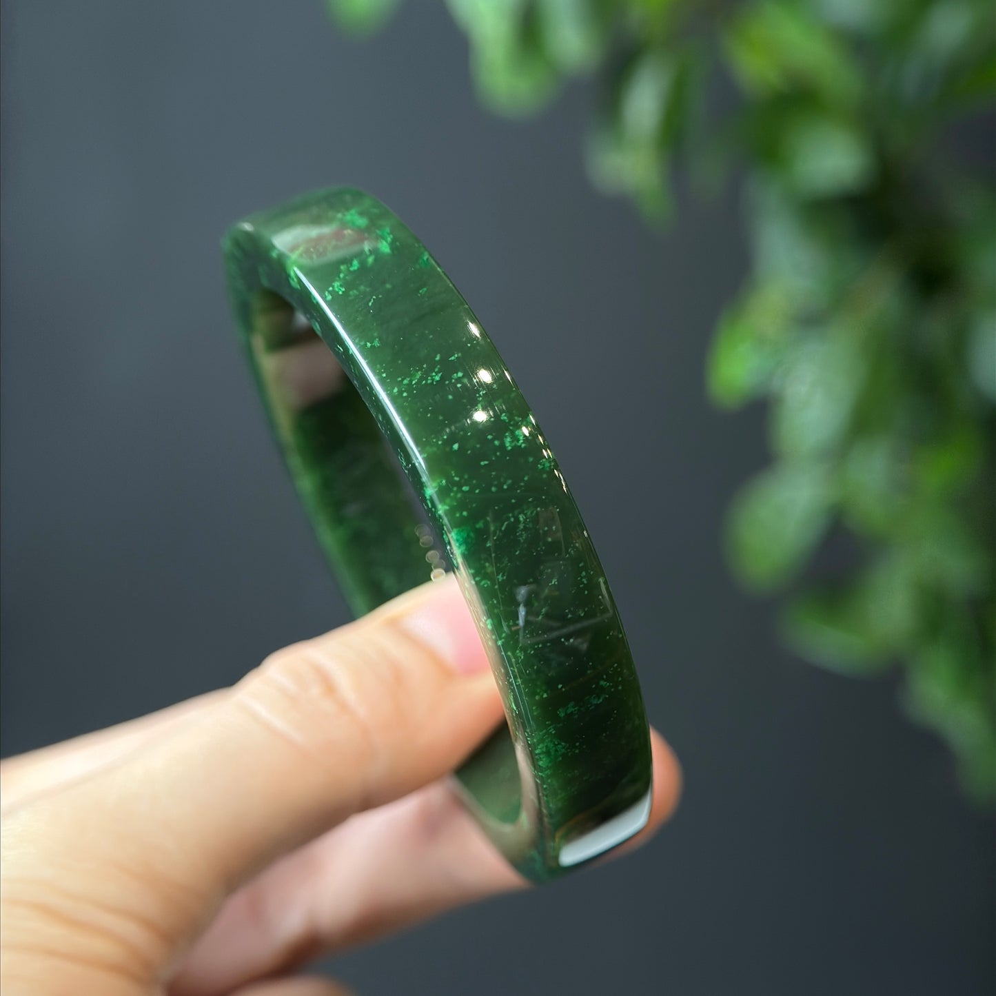 Natural Nephrite Jade VIP Banlge Square Style Size 56 mm
