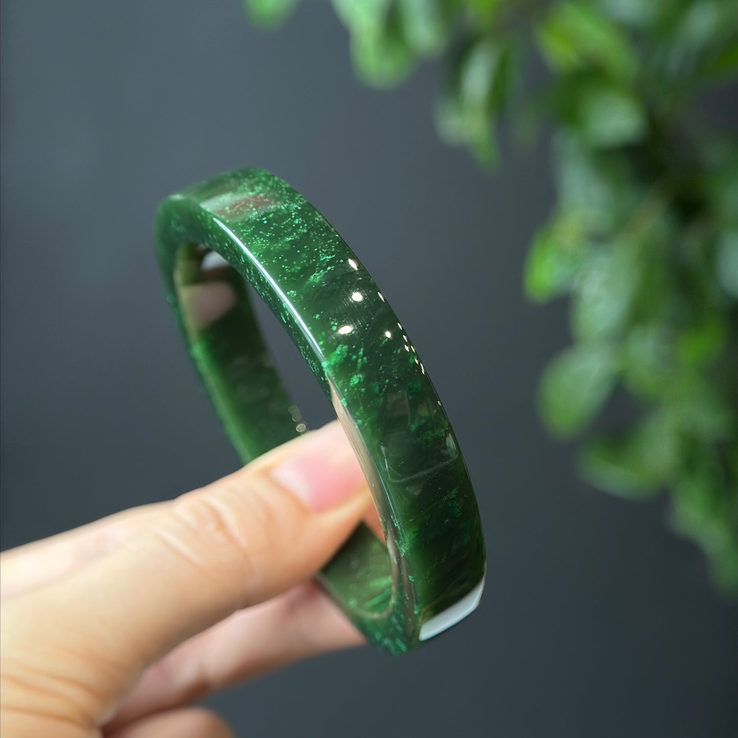 Natural Nephrite Jade VIP Banlge Square Style Size 56 mm