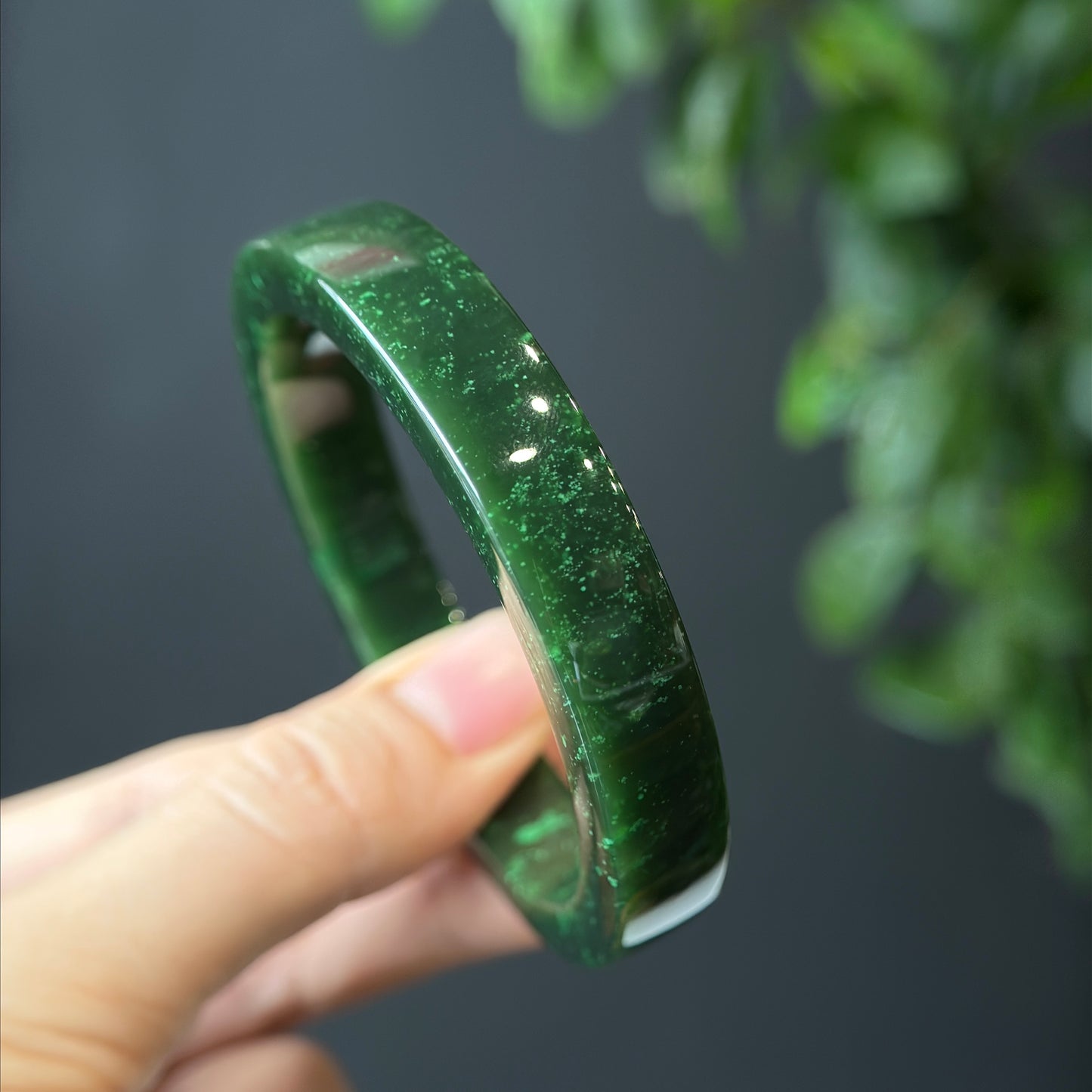Natural Nephrite Jade VIP Banlge Square Style Size 56 mm