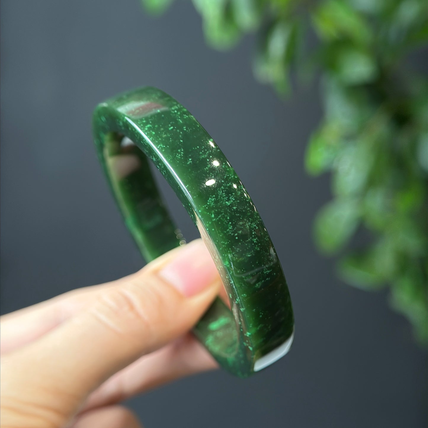 Natural Nephrite Jade VIP Banlge Square Style Size 56 mm
