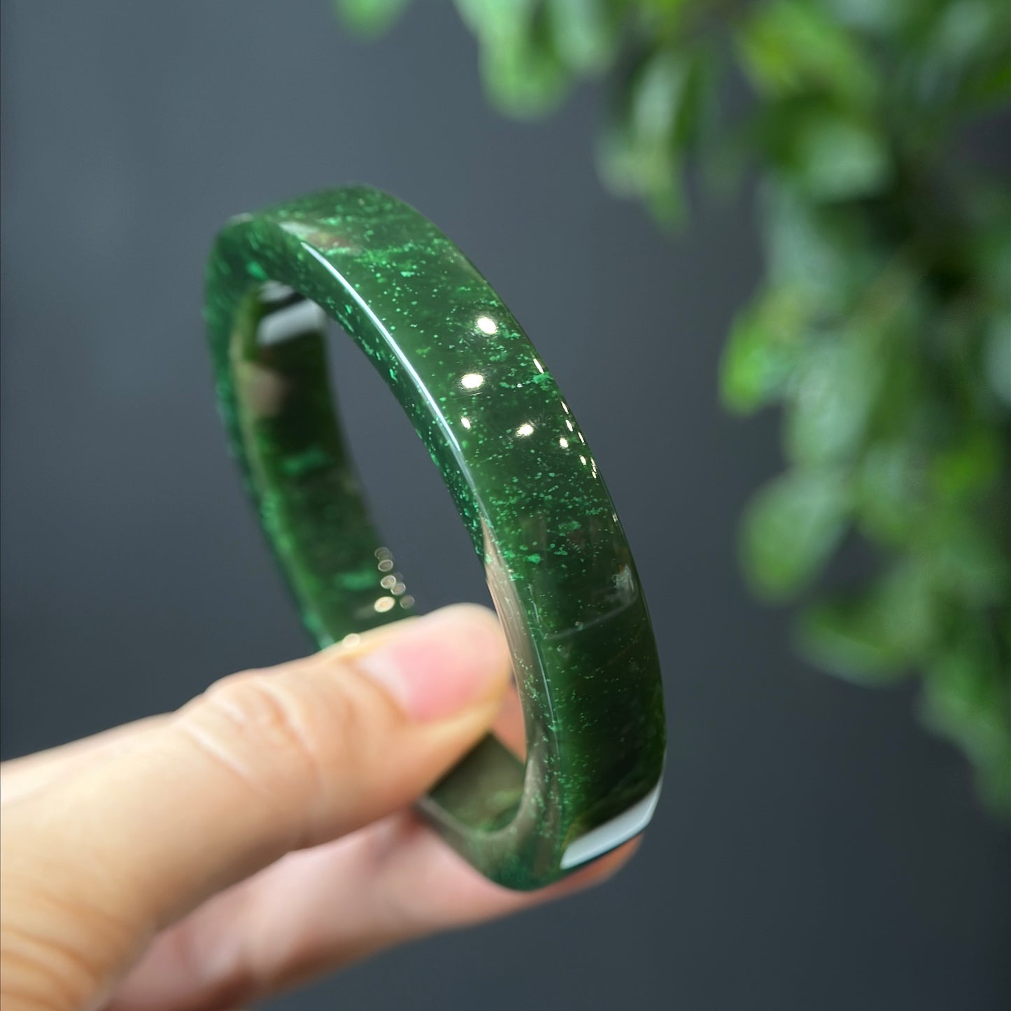 Natural Nephrite Jade VIP Banlge Square Style Size 56 mm