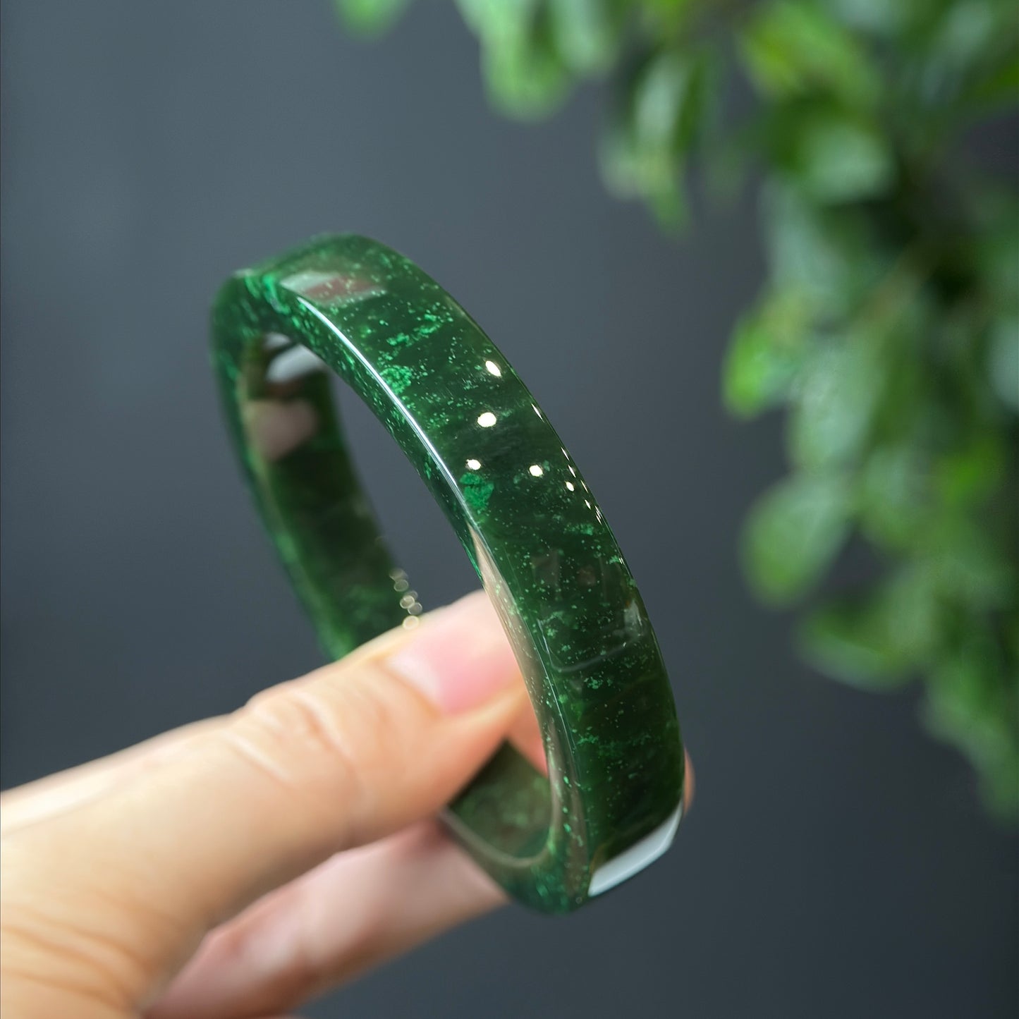 Natural Nephrite Jade VIP Banlge Square Style Size 56 mm