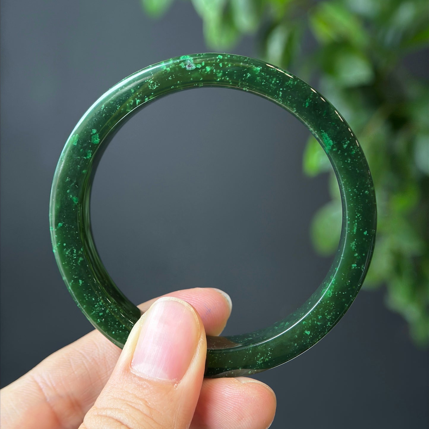 Natural Nephrite Jade VIP Banlge Square Style Size 56 mm