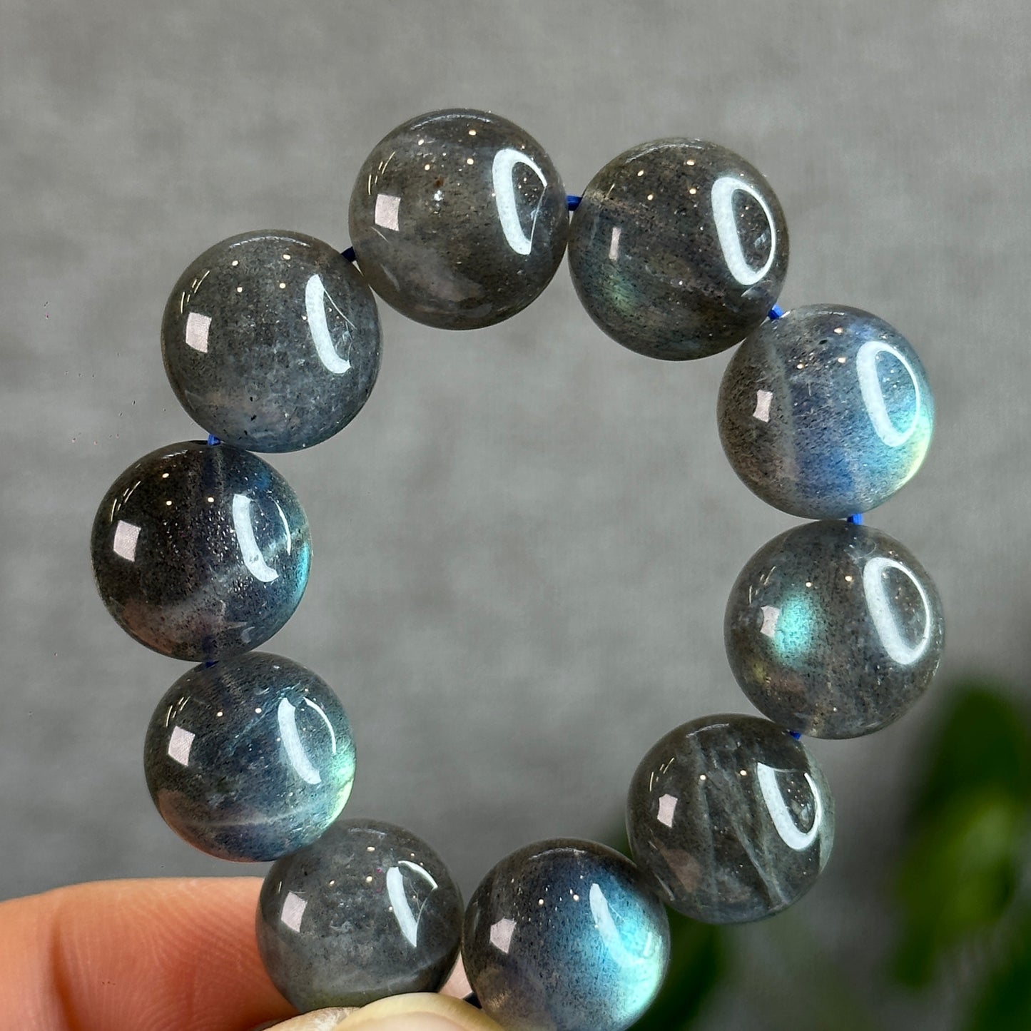 Natural Dark Galaxy Labradorite Bracelet Size 12 mm