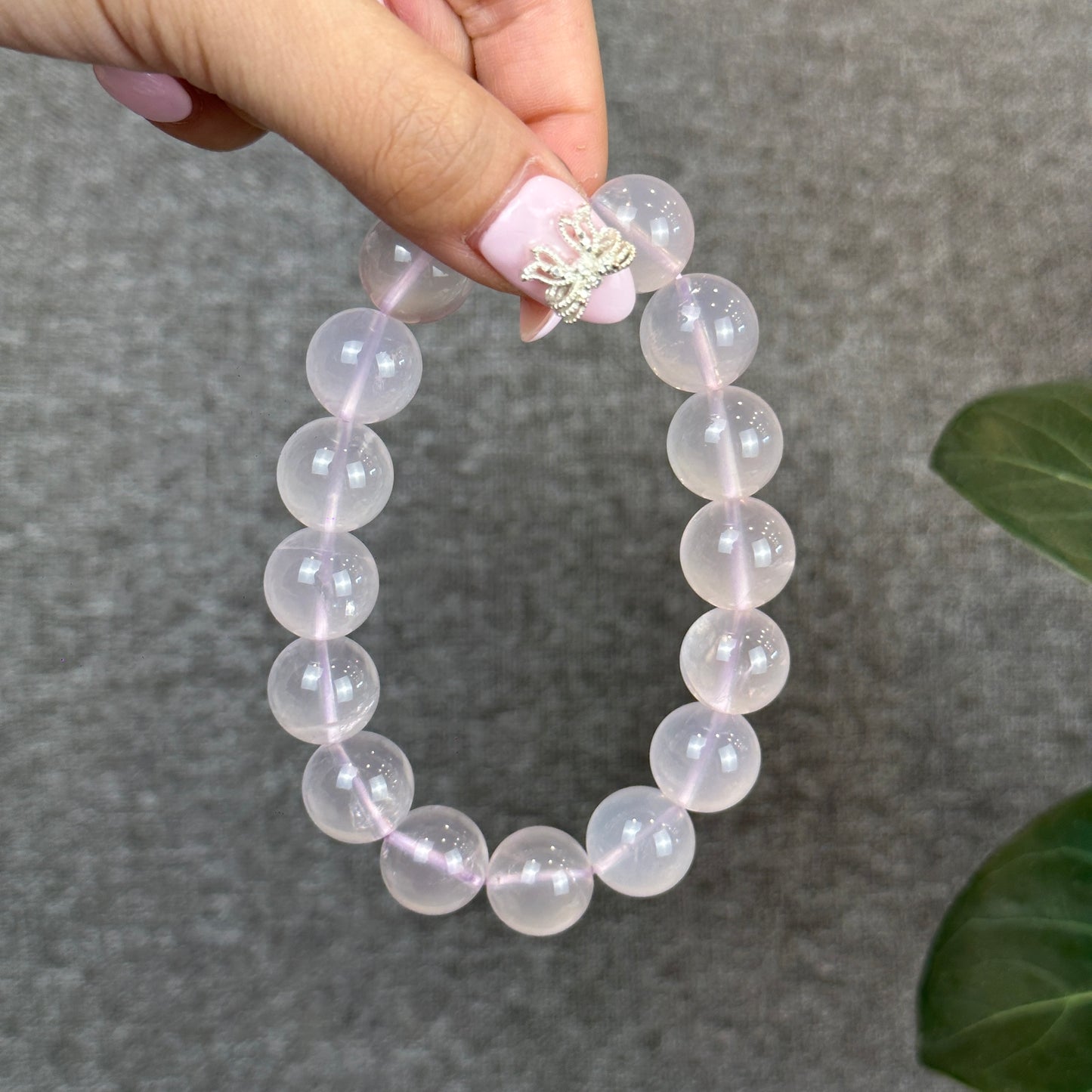 Lavender Mozambique Natural Rose Quartz Bracelet Size 14 mm
