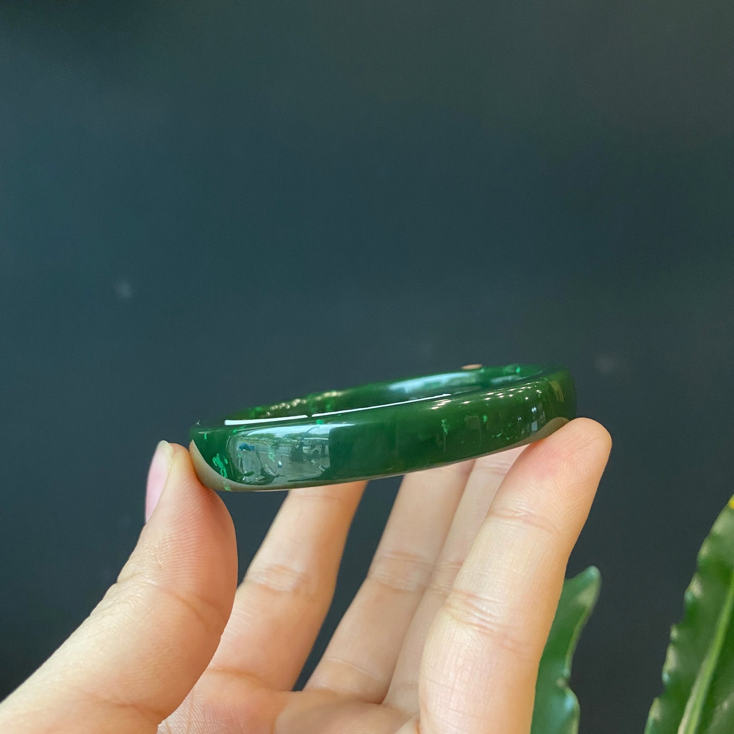 Natural Nephrite Jade VIP Bangle Square Style Size 54 mm