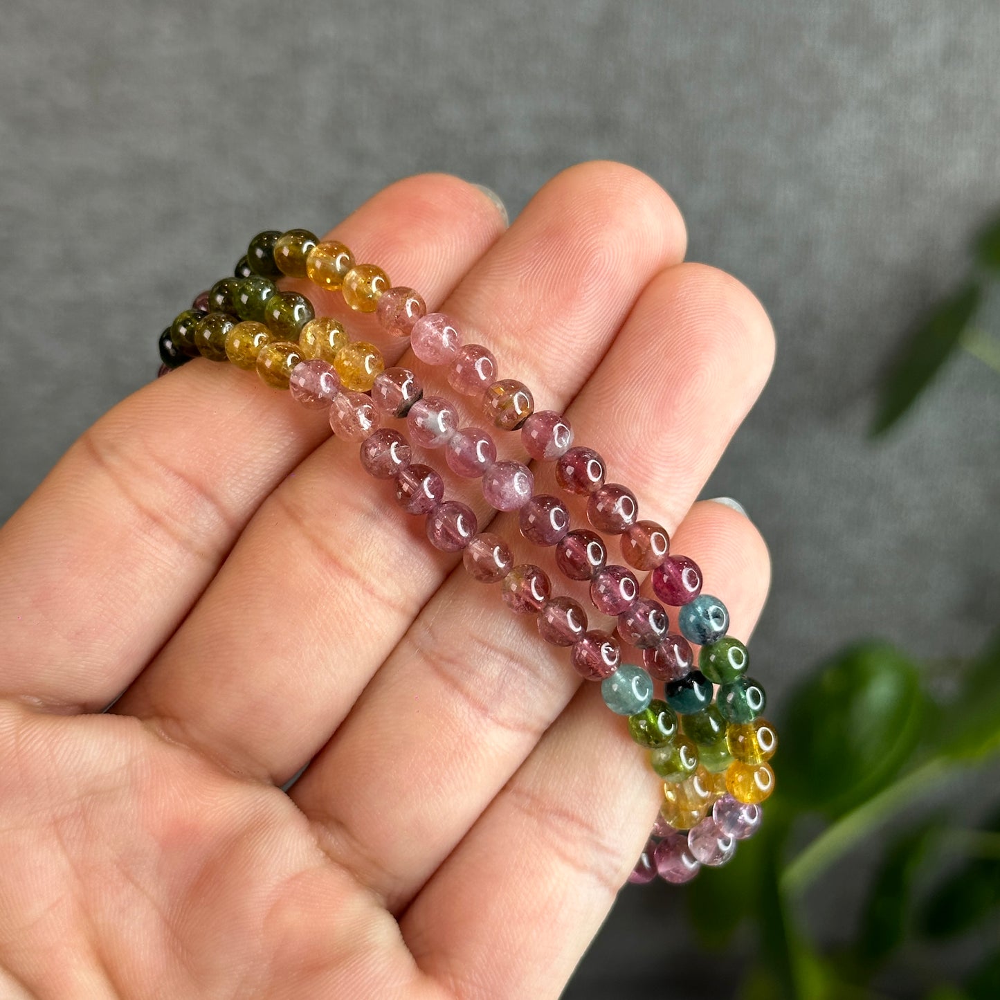 Natural Tourmaline Triple Wrap Bracelet Size 4.5 mm