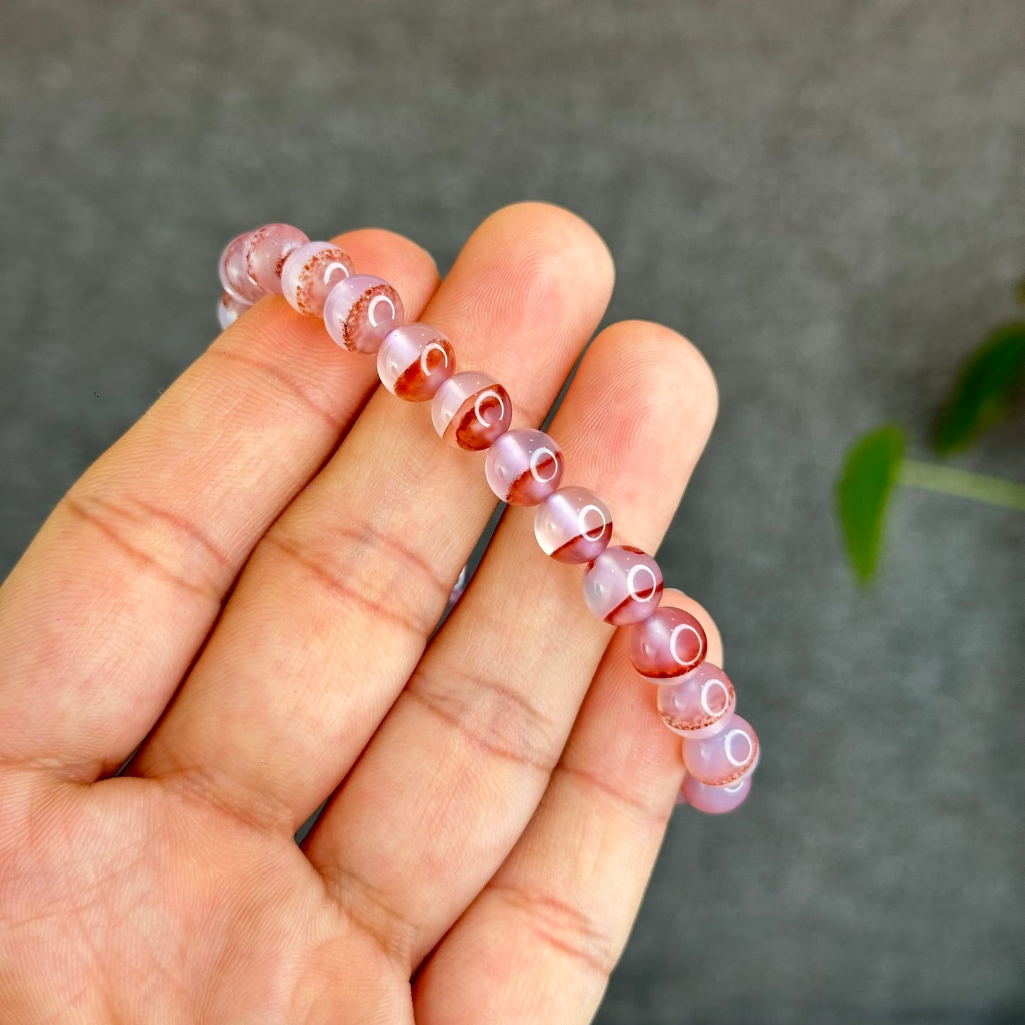 Natural Cinnabar Agate Bracelet Size 8 mm