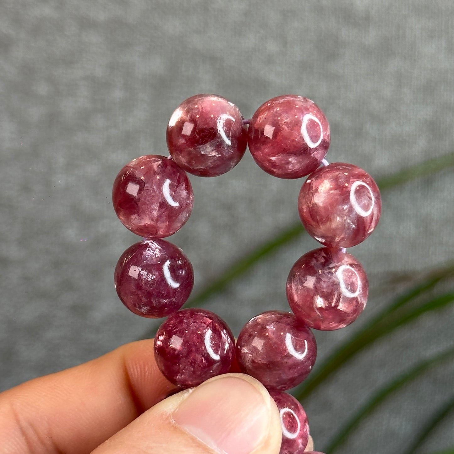 Dark Pink Natural Muscovite Bracelet Size 12.5 mm