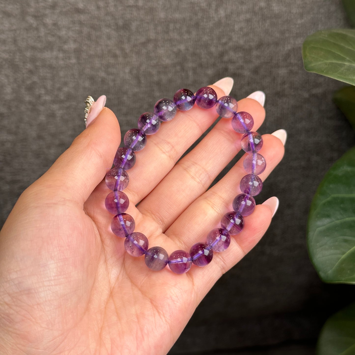 Natural Fluorite with Pyrite Bracelet Size 9 mm