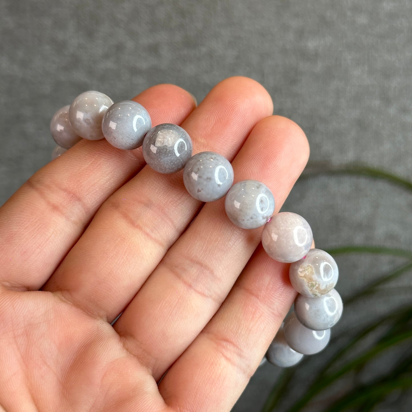 Natural Purple Floral Agate Bracelet Size 11.5 mm