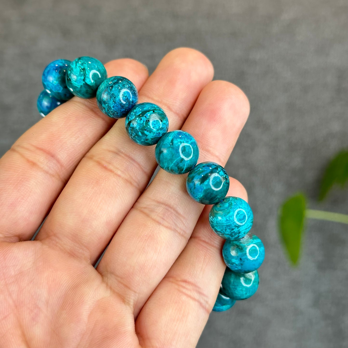 Aqua Blue with Copper Natural Chrysocolla Bracelet Size 11.5 mm