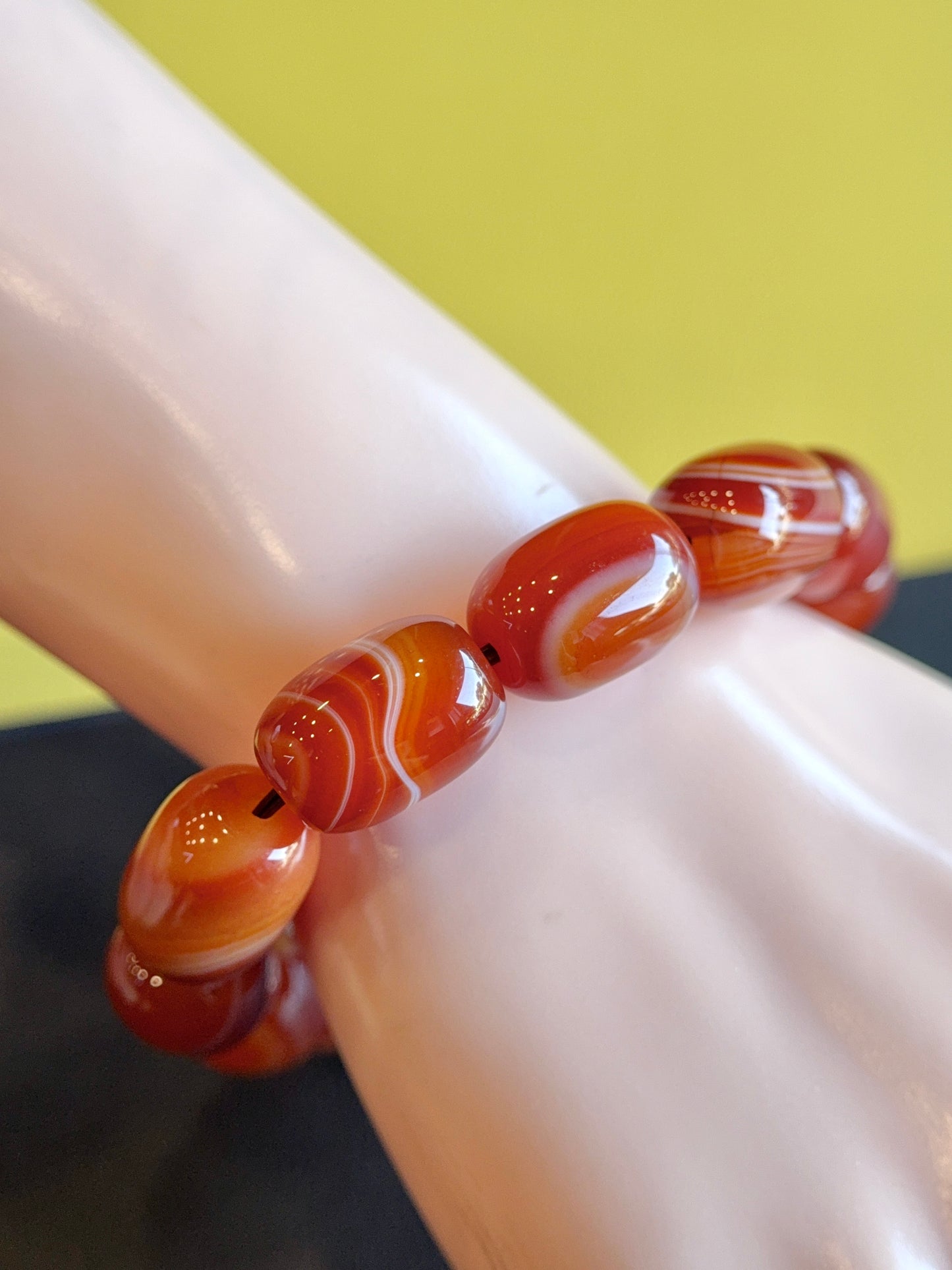 Natural Lu Thong Red Agate Bracelet Size 13.3 mm