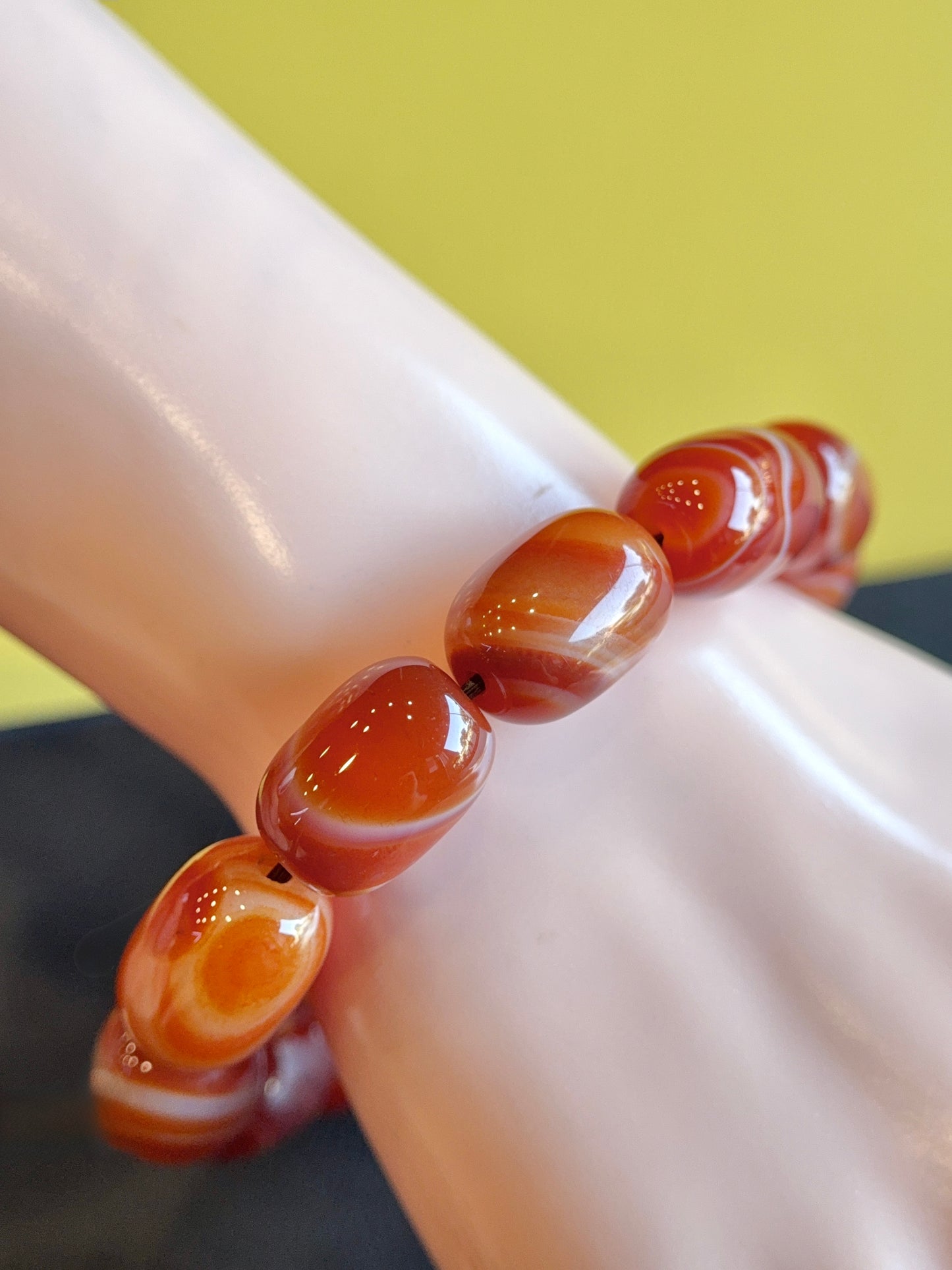 Natural Lu Thong Red Agate Bracelet Size 13.3 mm
