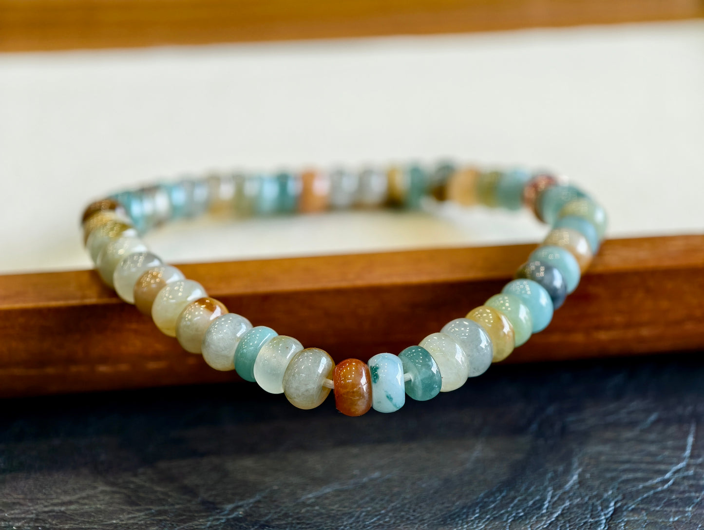 Natural Multi-Colour Jadeite Jade Rondelle Bracelet Size 6 mm