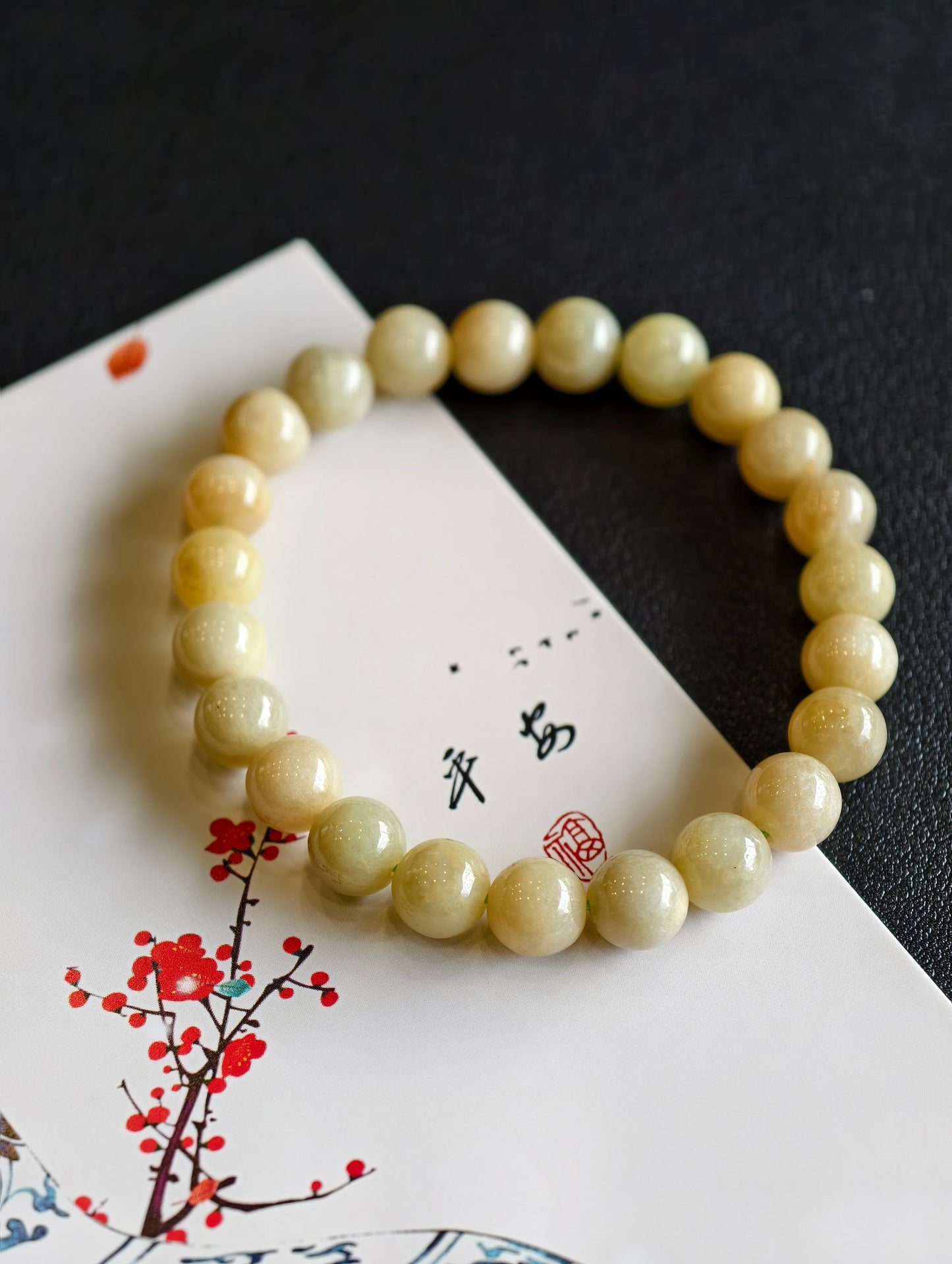 Natural Orange Jadeite Jade Bracelet Size 8 mm