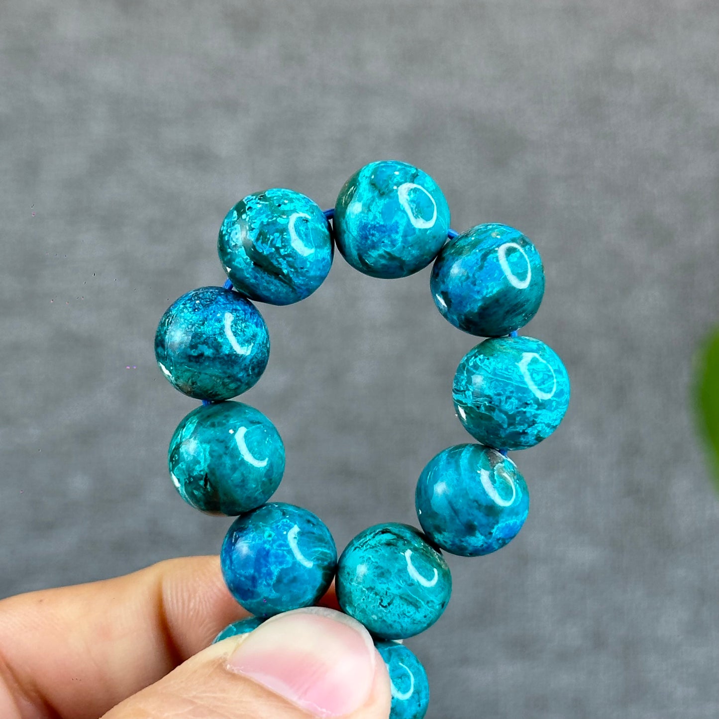 Aqua Blue with Copper Natural Chrysocolla Bracelet Size 11.5 mm