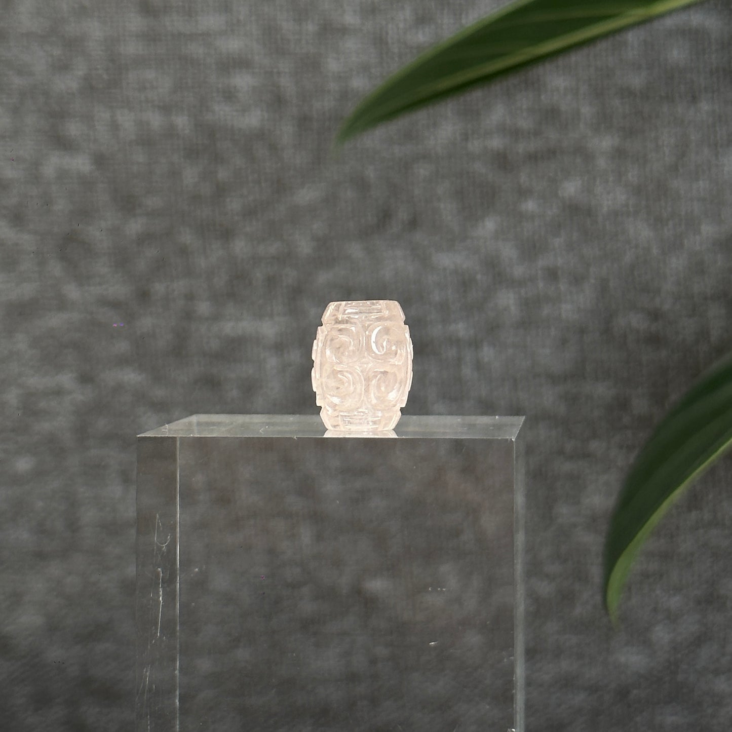 Natural Pink Morganite Beryl Carved Lu Thong Bead Size 10.5 mm