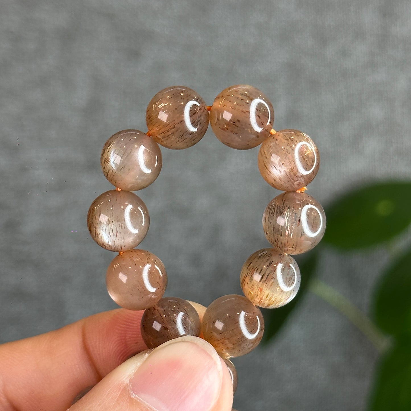 Natural Golden Skeletal Sunstone Bracelet Size 10 mm