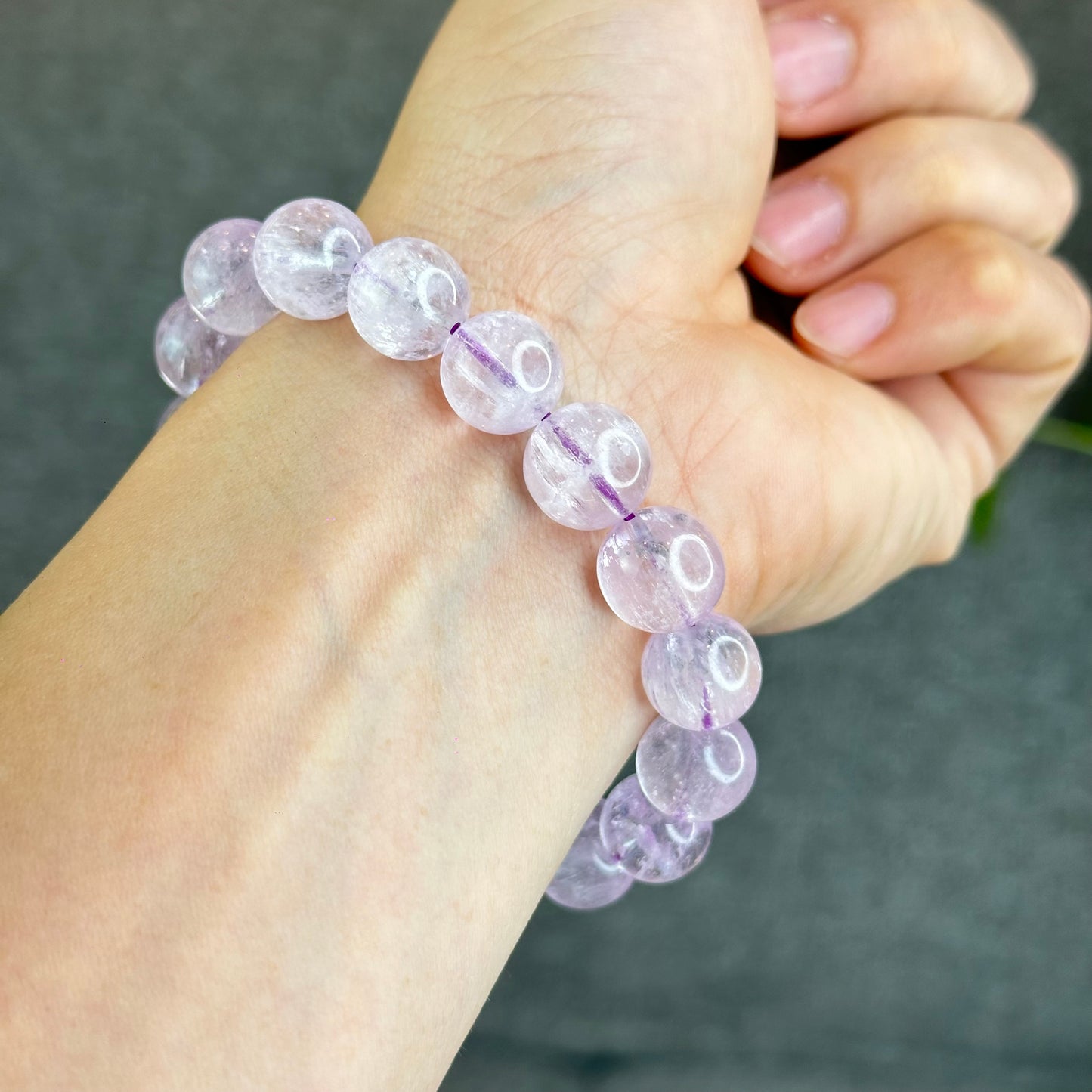 Kunzite Bracelet Size 12 mm with Gem Review Certificate