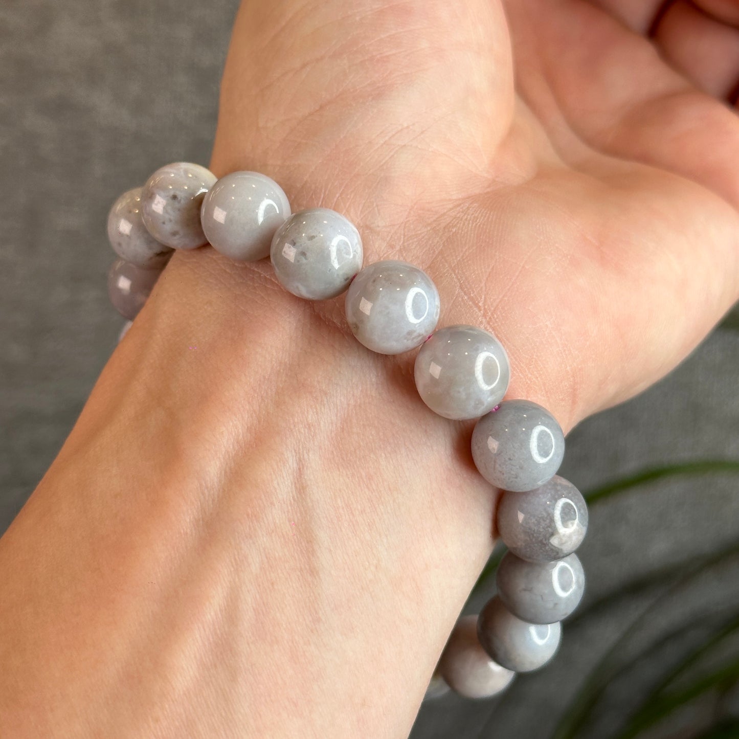 Natural Purple Floral Agate Bracelet Size 11.5 mm