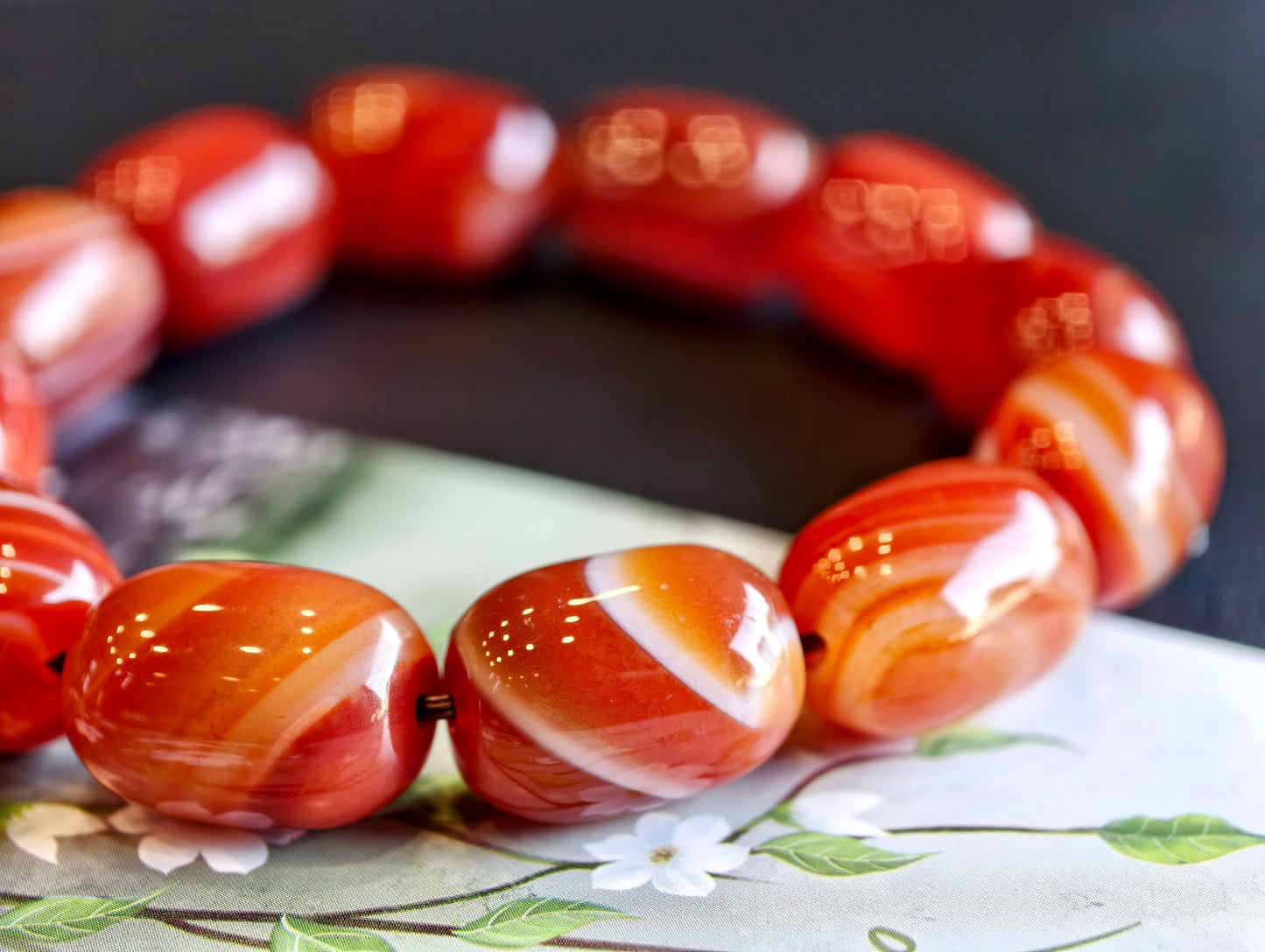 Natural Lu Thong Red Agate Bracelet Size 13.3 mm