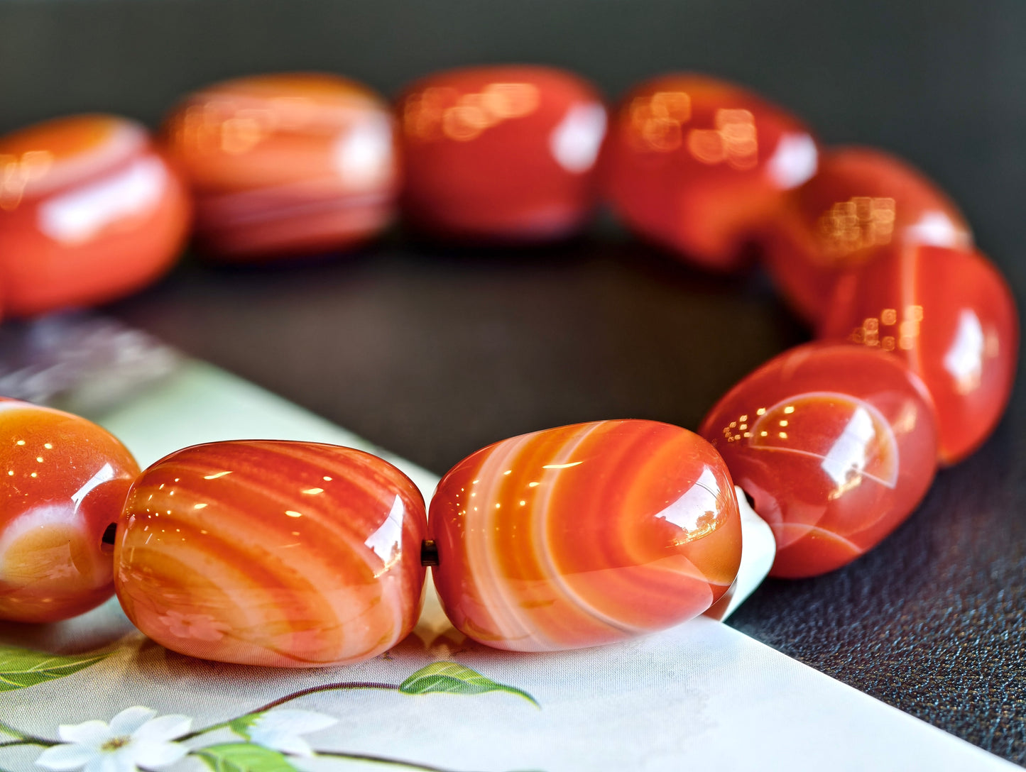 Natural Lu Thong Red Agate Bracelet Size 13.3 mm