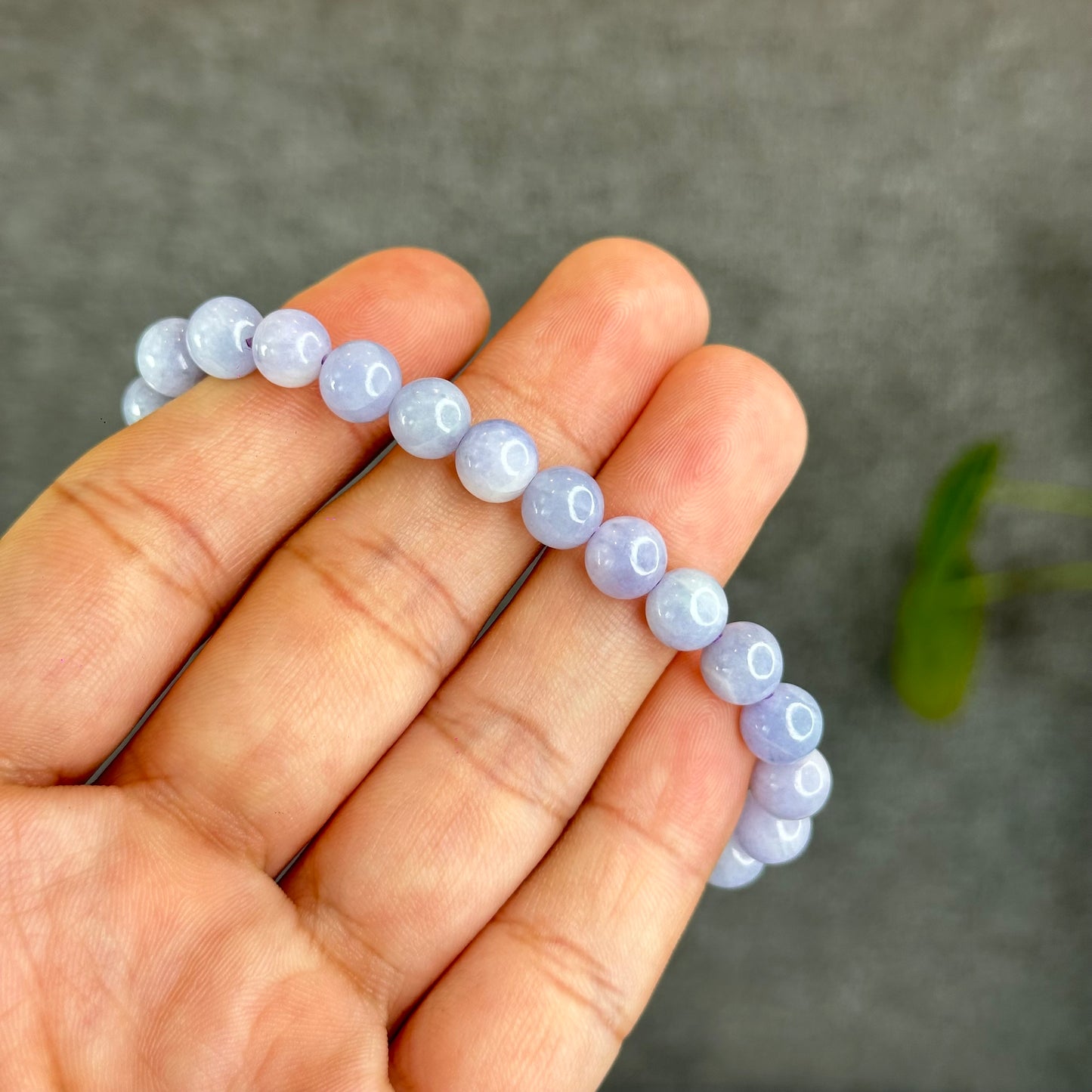 Natural Lavendar Jade Bracelet Size 7.5 mm