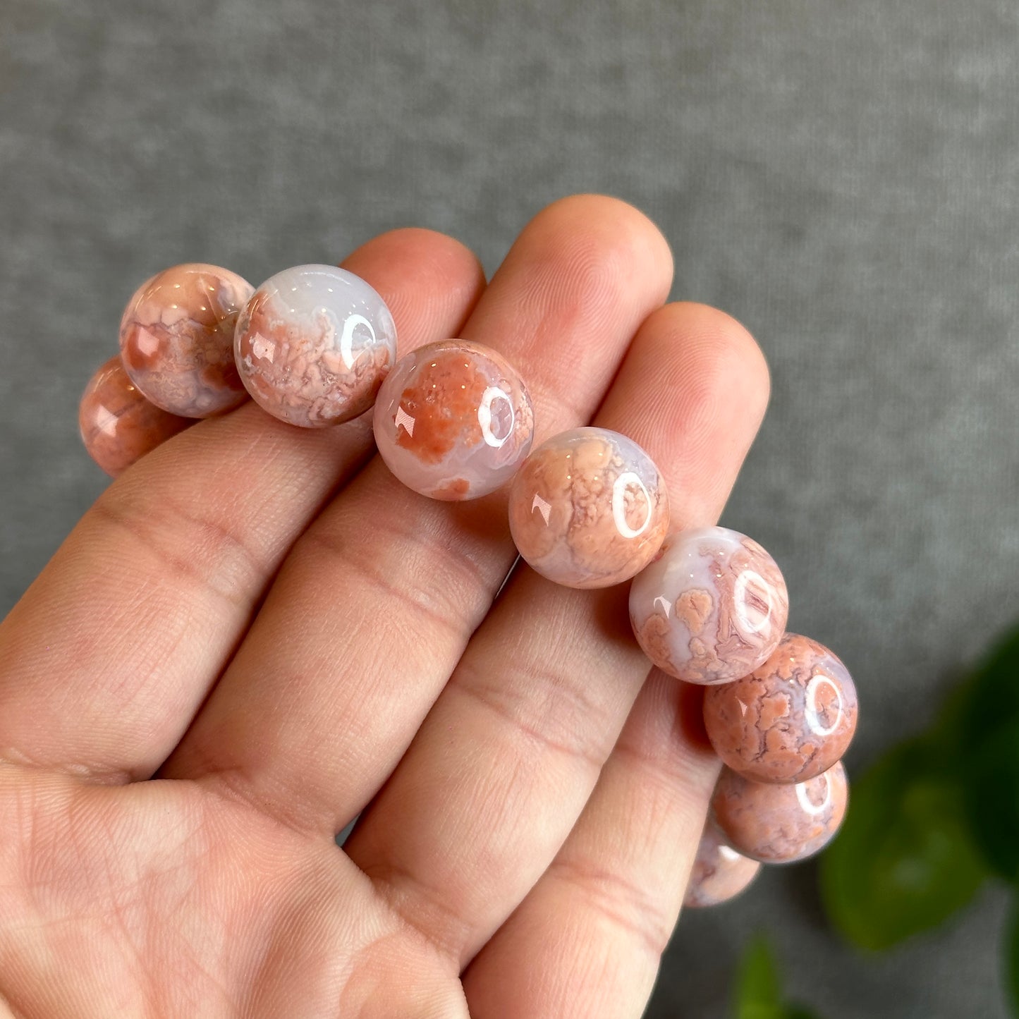 Natural Rose Agate Bracelet Size 15 mm