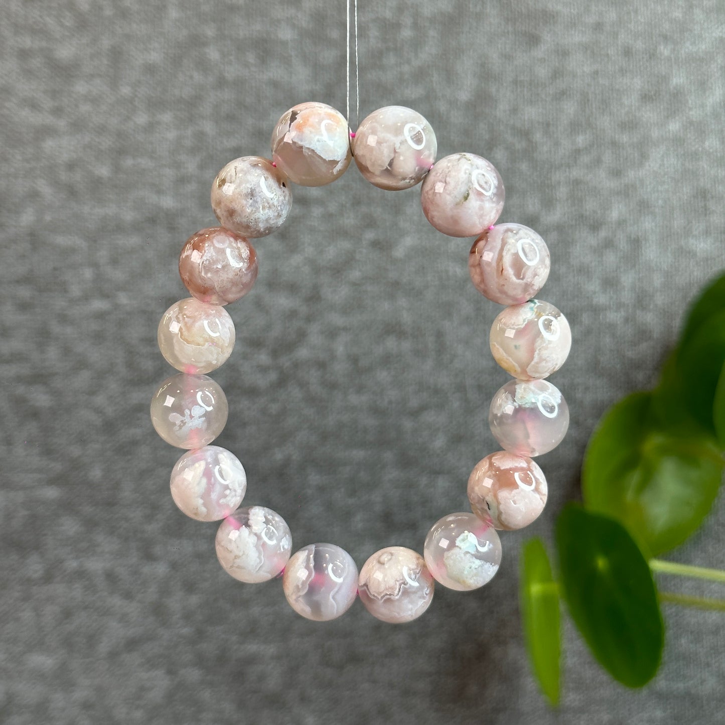 Natural Floral Agate Bracelet Size 13.5 mm