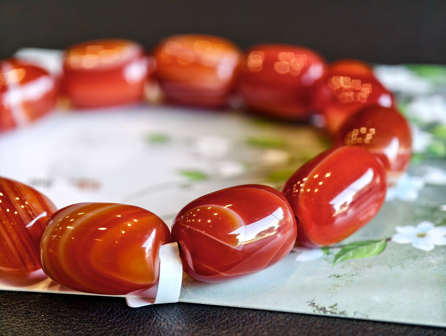 Natural Lu Thong Red Agate Bracelet Size 13.3 mm