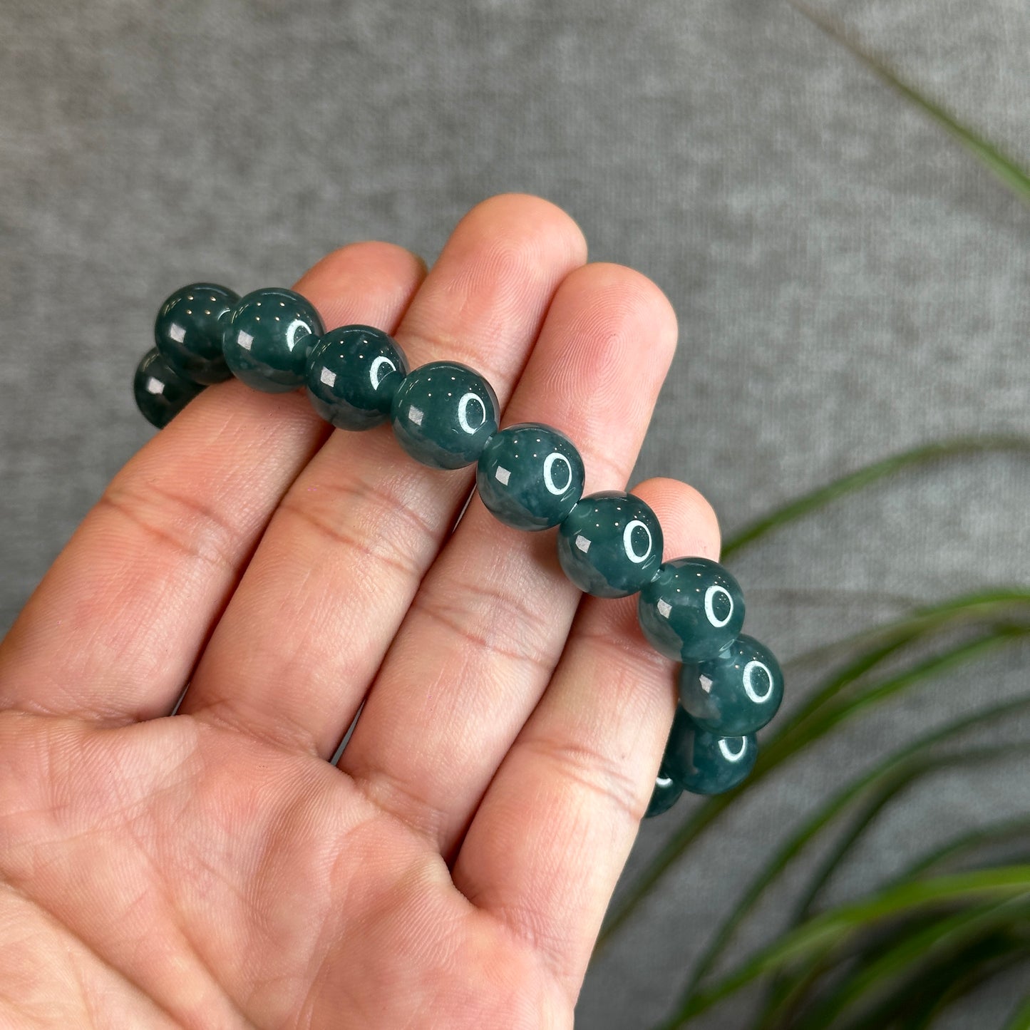 Natural Dark Blue Water Jadeite Jade Bracelet Size 11.8 mm