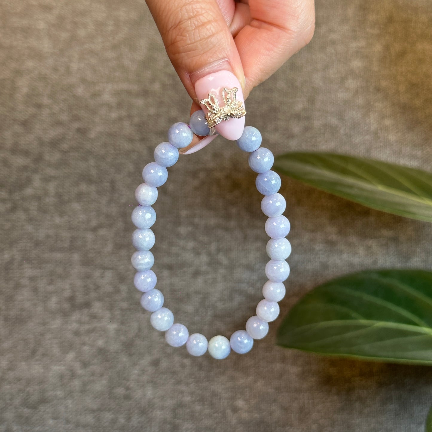 Natural Lavendar Jade Bracelet Size 7.5 mm