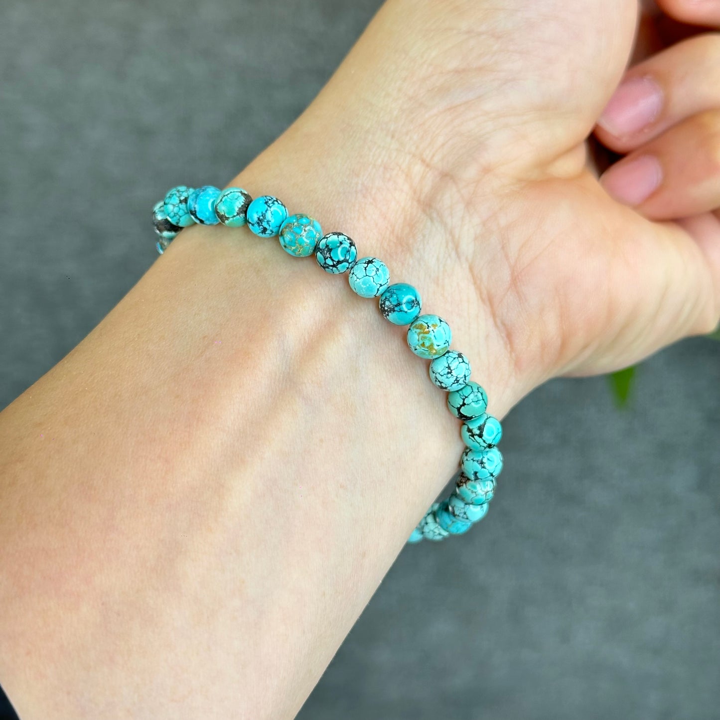 Bracelet Turquoise Motif Marron Naturel Taille 6,3 mm