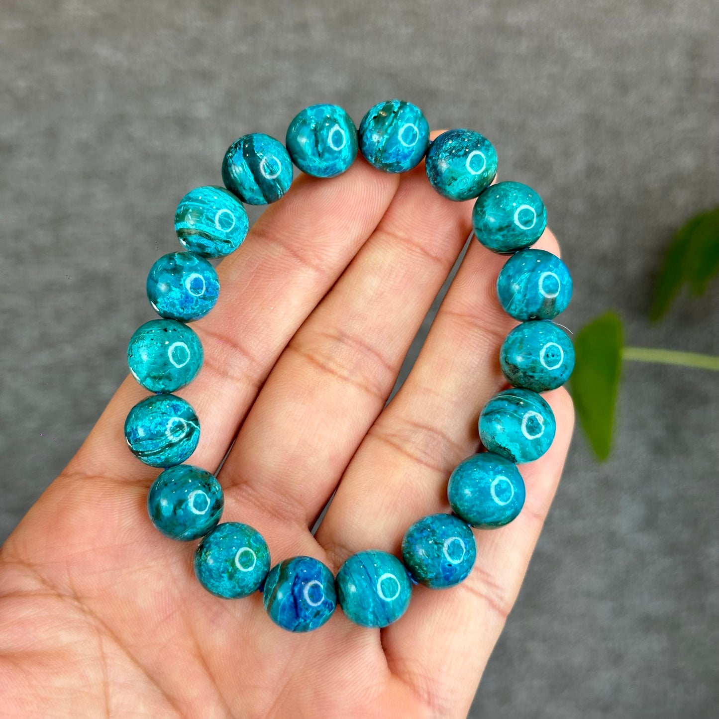 Aqua Blue with Copper Natural Chrysocolla Bracelet Size 11.5 mm