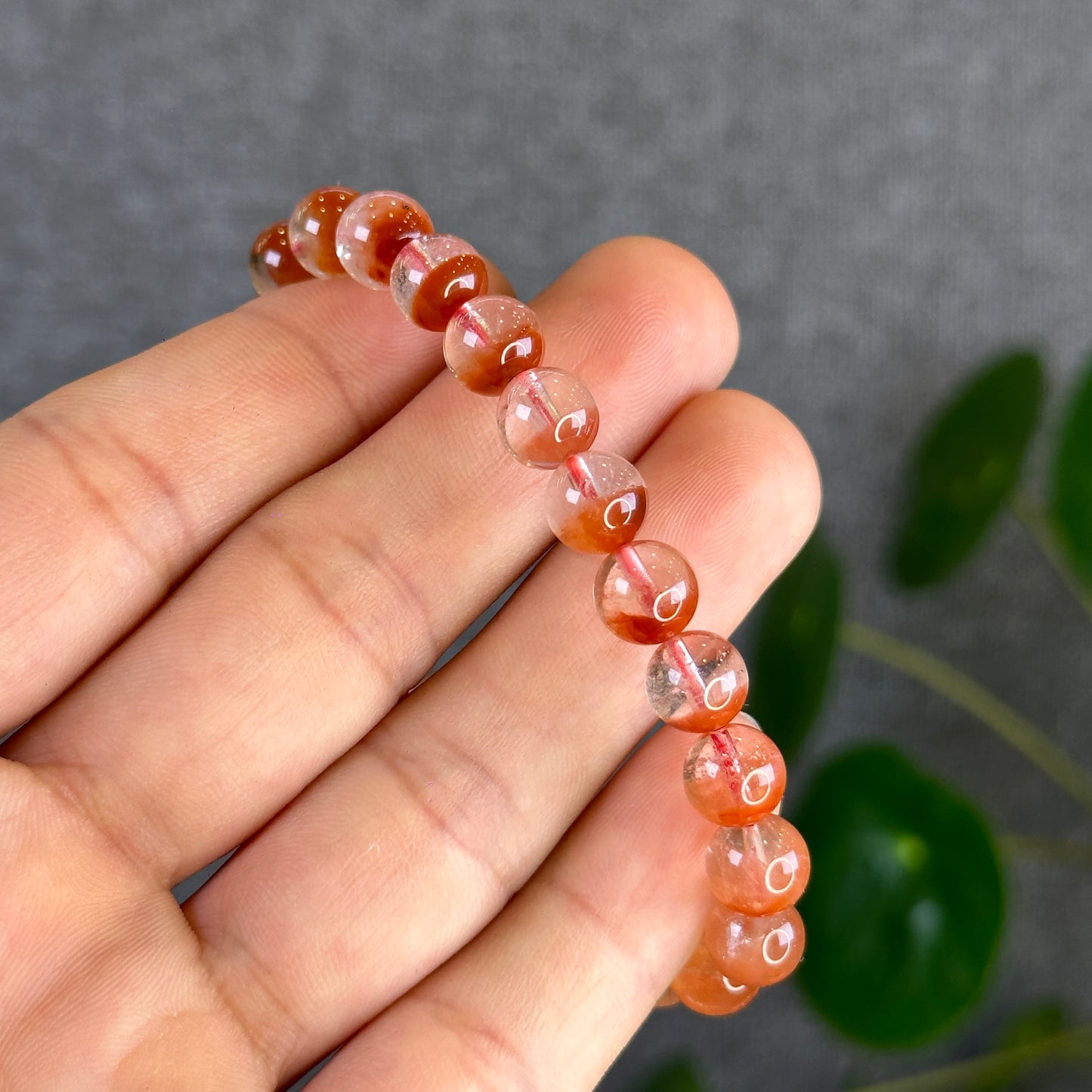 Natural Red Amphibole Bracelet Size 8.2 mm