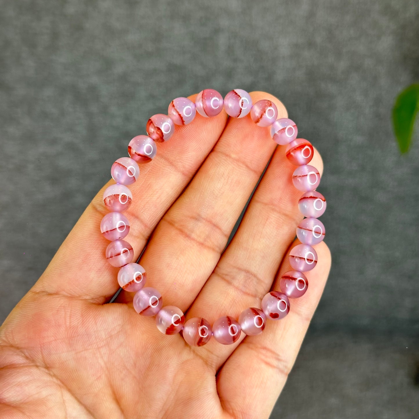 Natural Cinnabar Agate Bracelet Size 8 mm