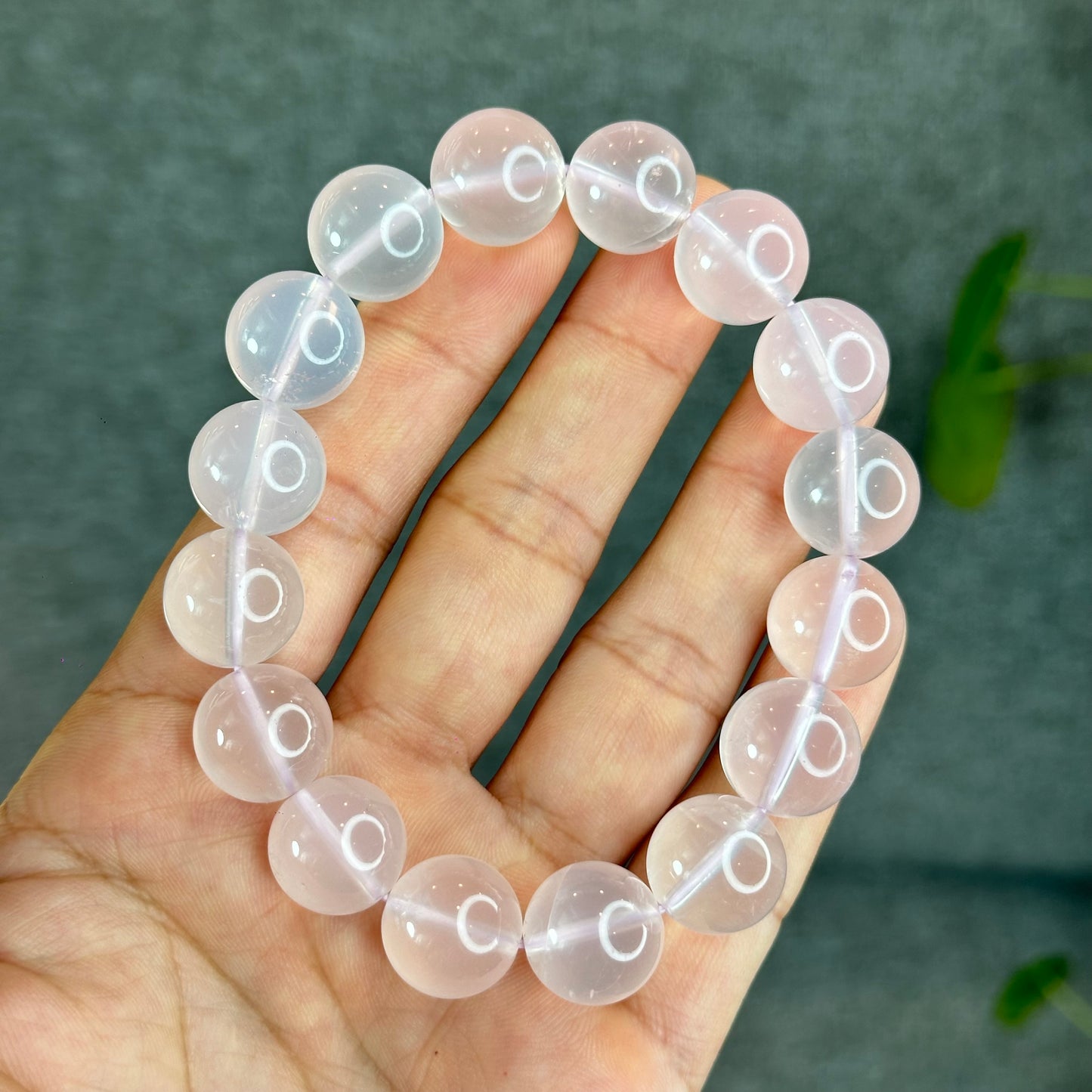 Lavender Mozambique Natural Rose Quartz Bracelet Size 14 mm