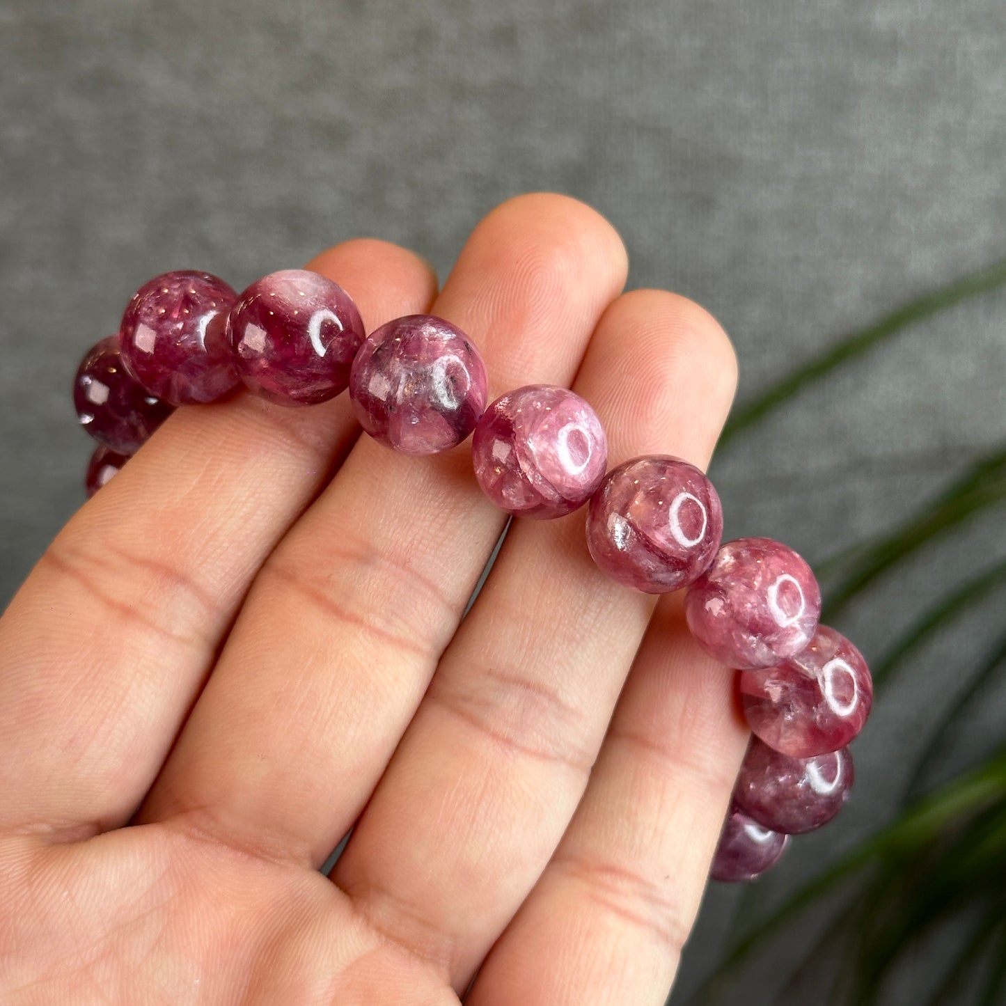 Dark Pink Natural Muscovite Bracelet Size 12.5 mm