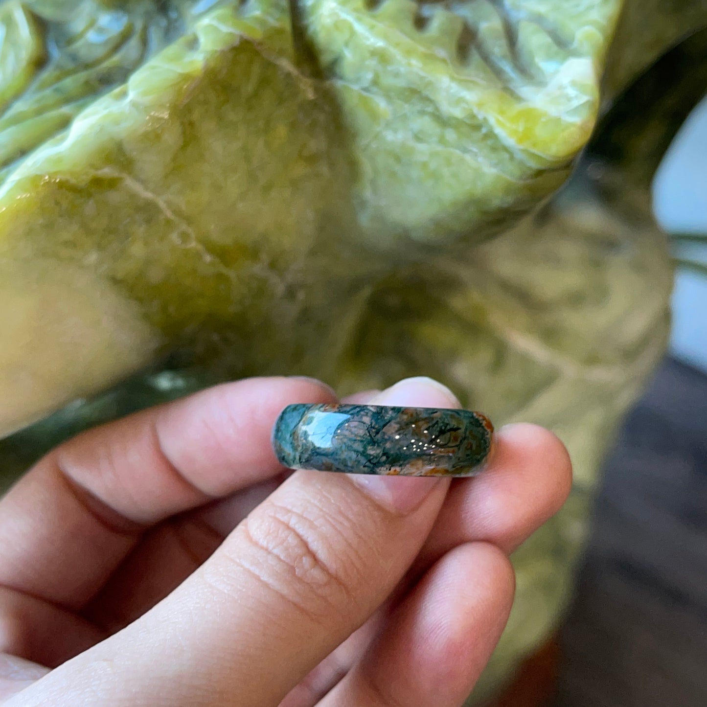 Natural Moss Agate Ring Size 2.1