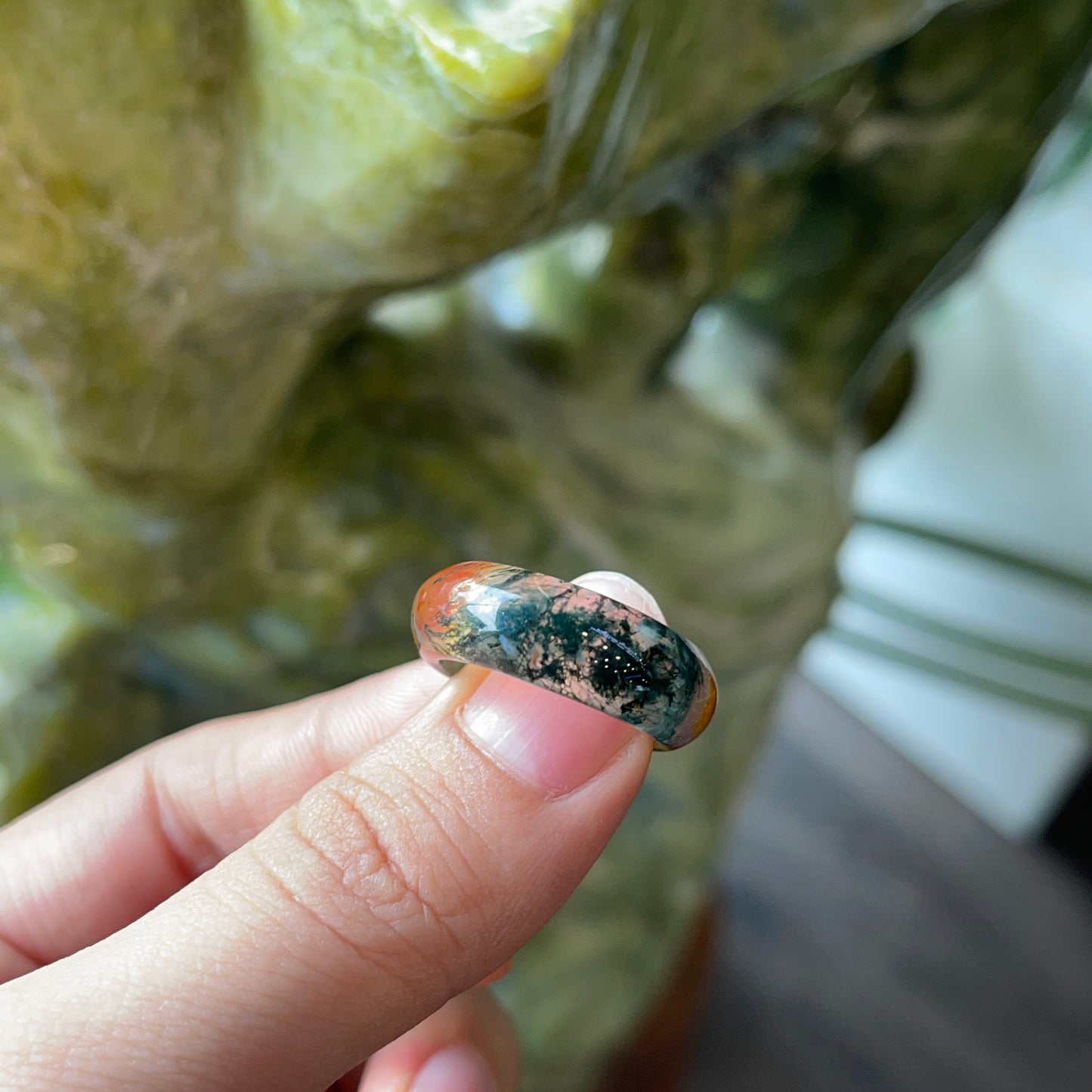 Natural Moss Agate Ring Size 1.7