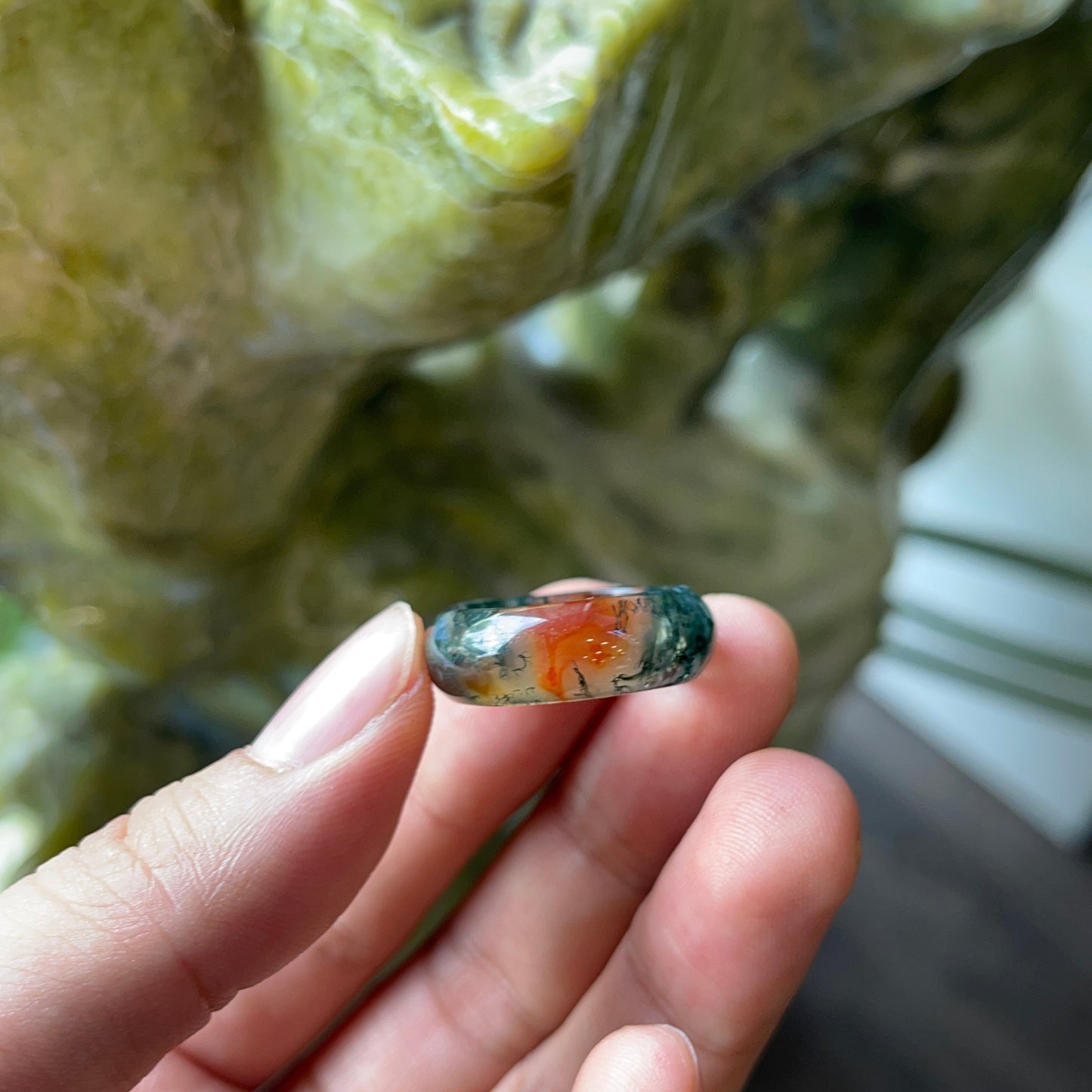 Natural Moss Agate Ring Size 1.7
