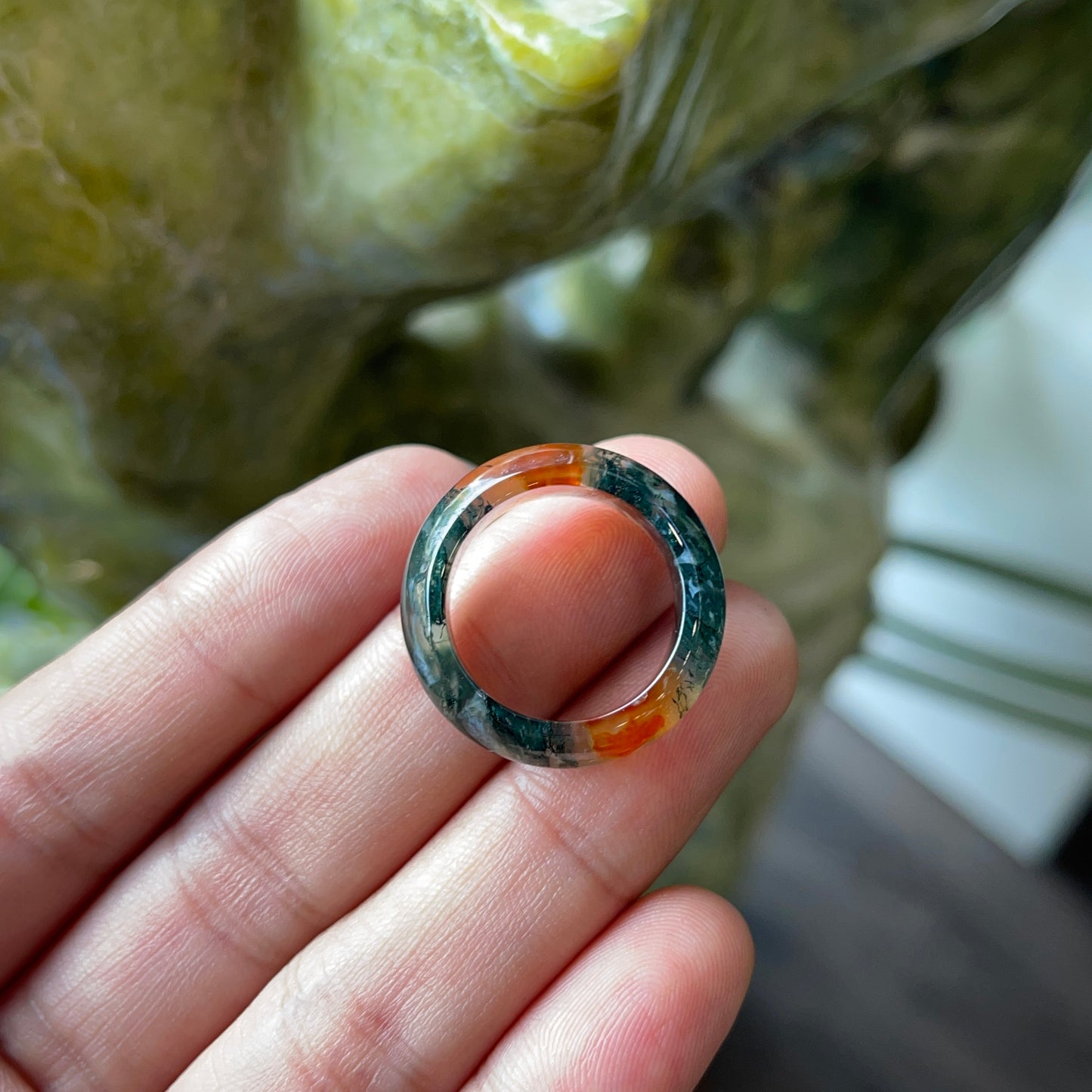 Natural Moss Agate Ring Size 1.7