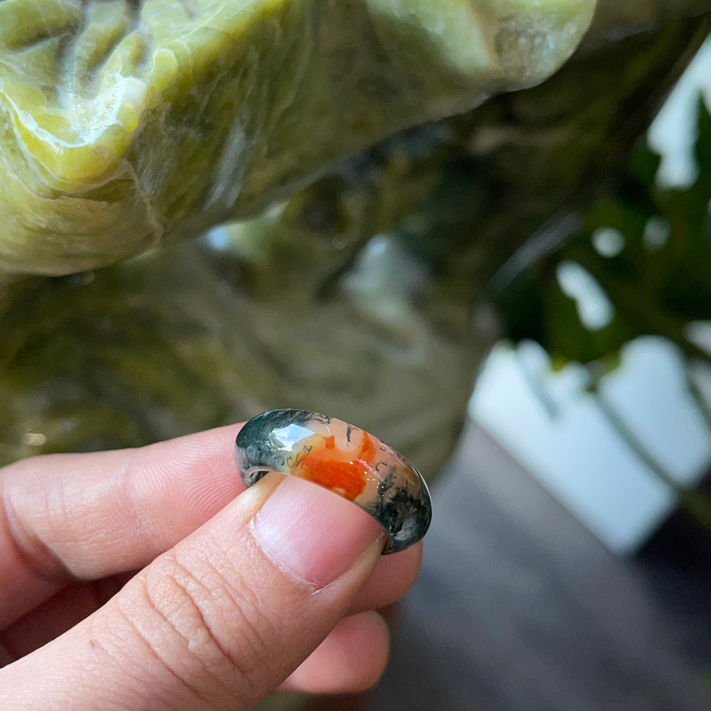 Natural Moss Agate Ring Size 1.7
