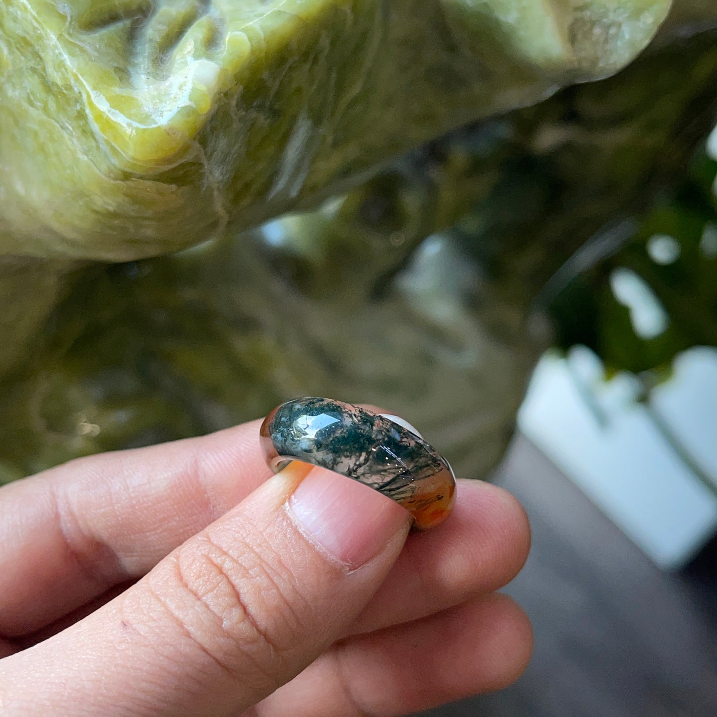 Natural Moss Agate Ring Size 1.7