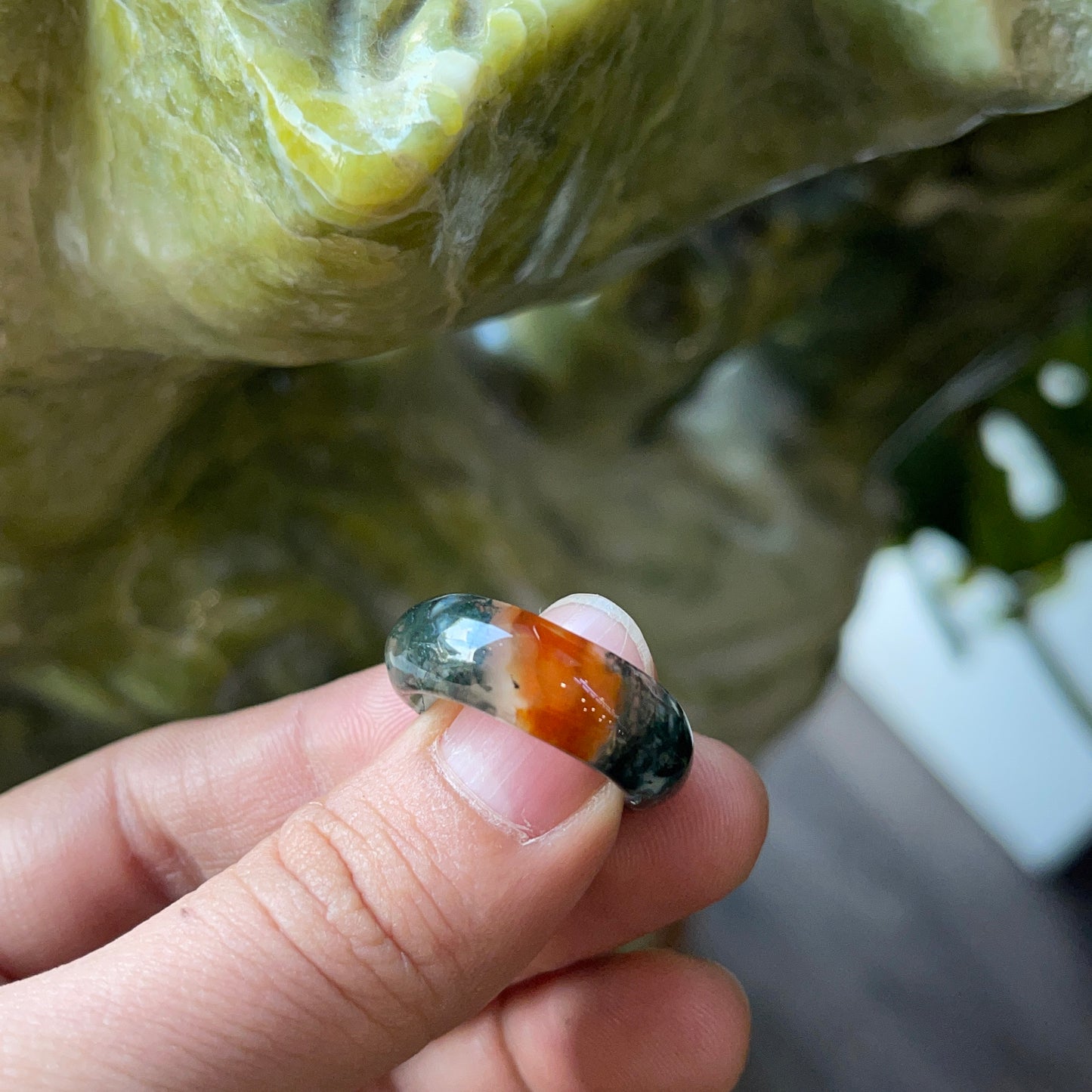 Natural Moss Agate Ring Size 1.7